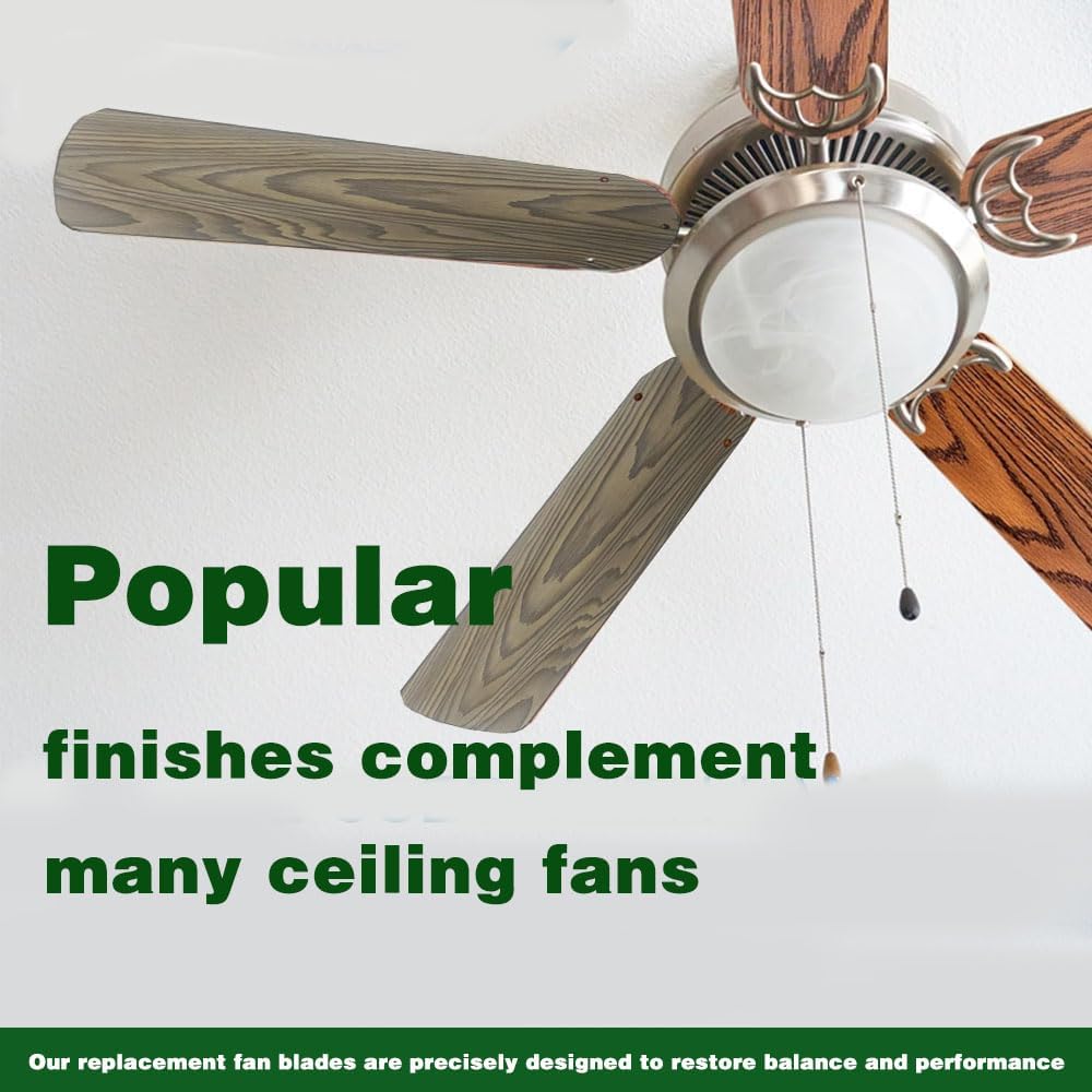 16 ½" Fan Blades - 42" Ceiling Fan Replacement (5pcs) - Dirty gray stripes.