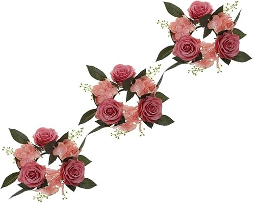 Homoyoyo Guirnalda de velas artificiales para decoración de rosas, guirnalda de mesa de Navidad, centro de mesa de Navidad, portavelas de Navidad,