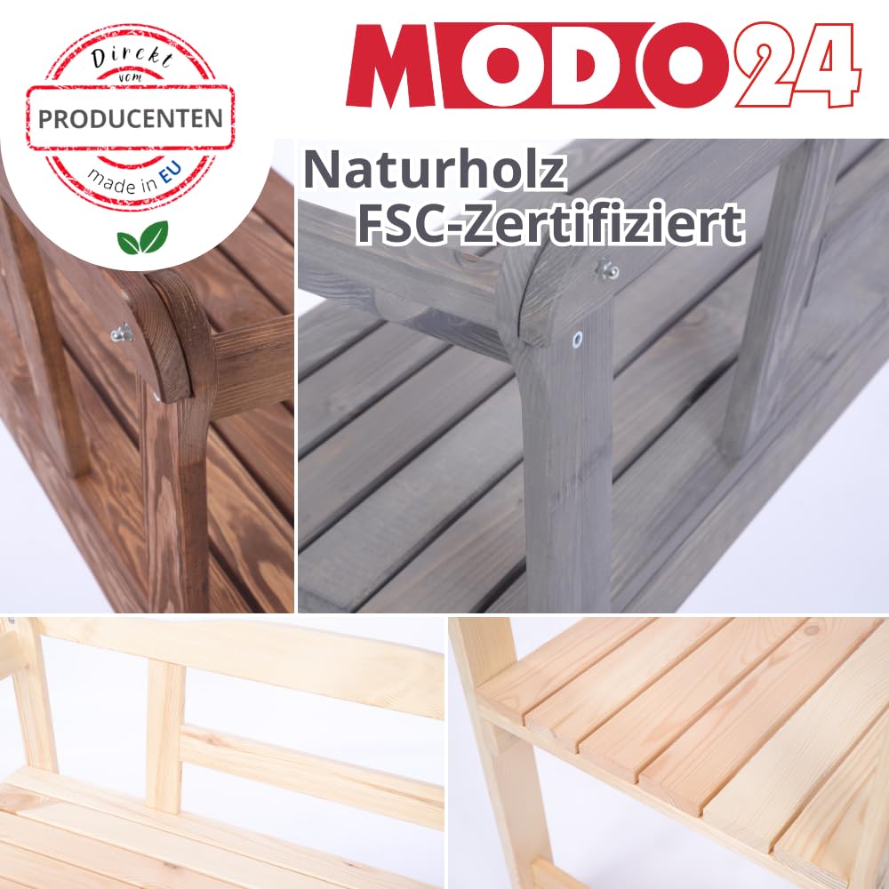 Gartenbank aus Holz, Schutzhülle aus PVC, Parkbank, Gartenmöbel, Sitzbank, Bank Friesenbank, Holzbank, 2-Sitzer, In- & Outdoor, FSC-Holz, Abmessungen 46x118x78 cm, Farbe: Braun