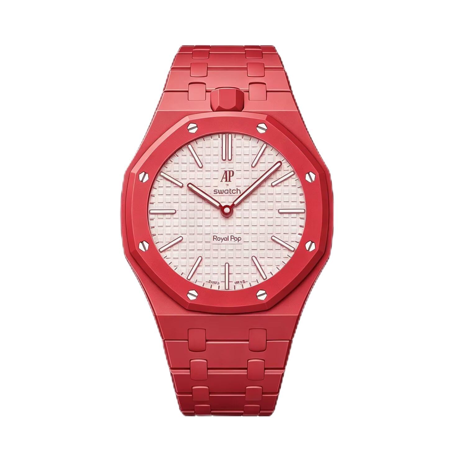 Cinturino Compatibile con Swatch Royal Pop, La cassa e il Cinturino in Ceramica sono Integrati e l'orologio è Dotato di Fibbia in Acciaio Inossidabile.
