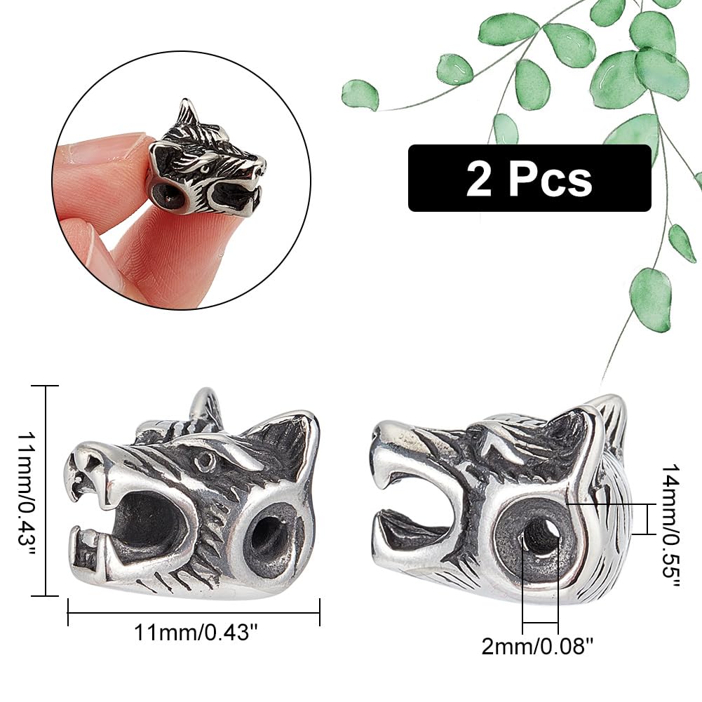 UNICRAFTALE 2 pz Lupo Perline Sciolte 304 Perline