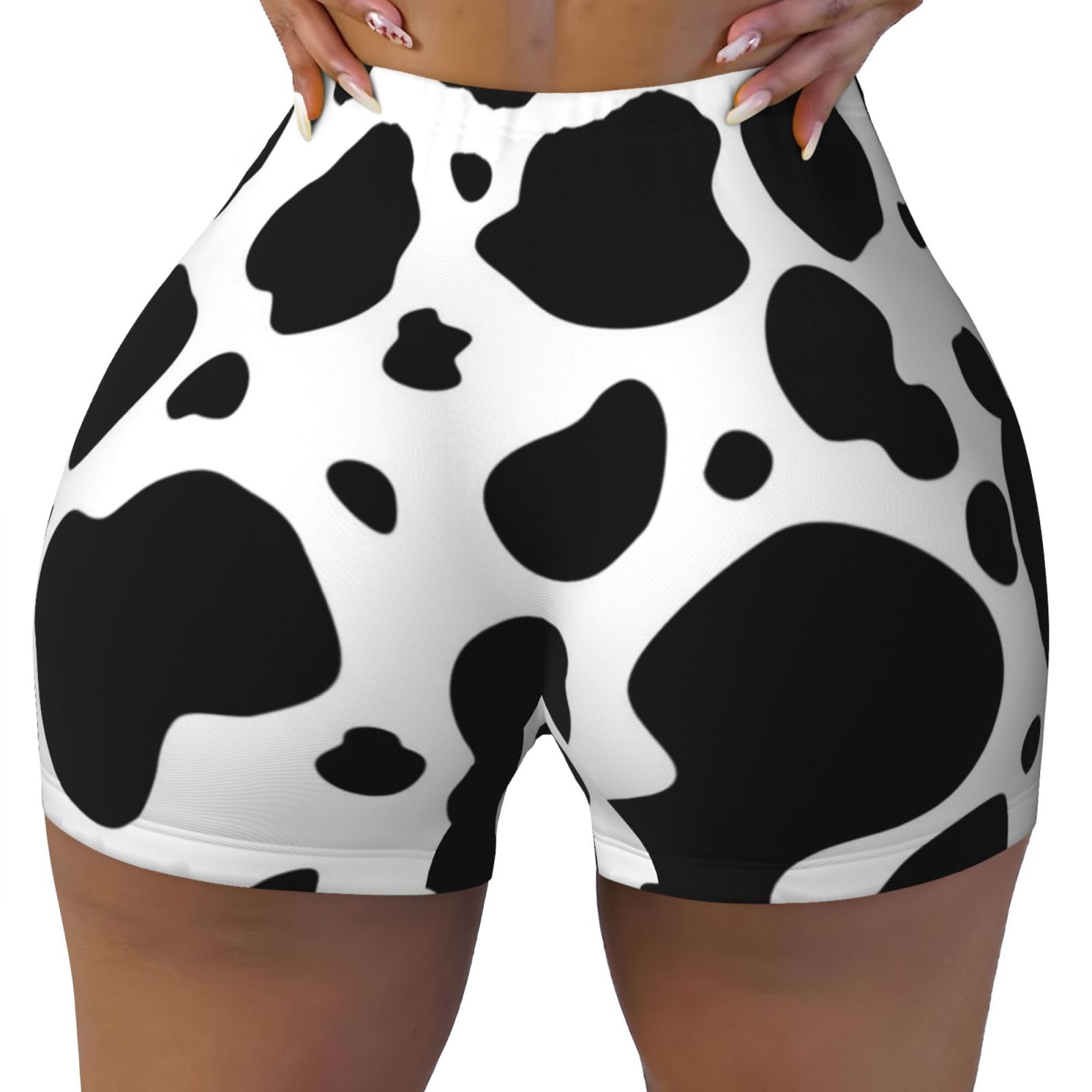 Beeoficepeng Unisex As Picture Cowhide Milk Cow Print, Women's Workout Shorts, Womens Stretch Soft Gym Shorts Running Shorts Sportshorts