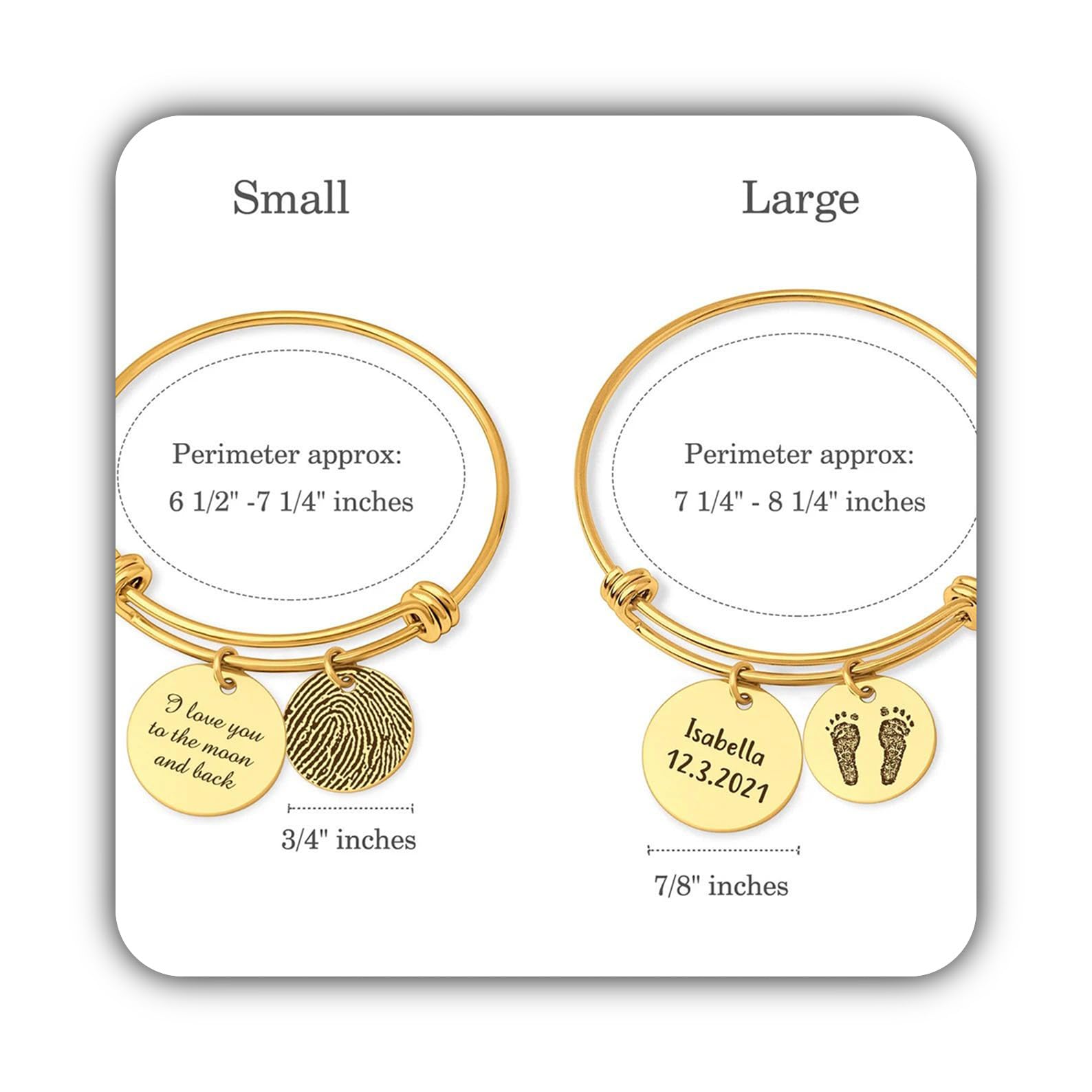 Joyería de pies de bebé personalizada - Pulsera de huella real grabada - Pulsera de huella personalizada - Pulsera de nueva mamá Primer regalo del Día de la Madre