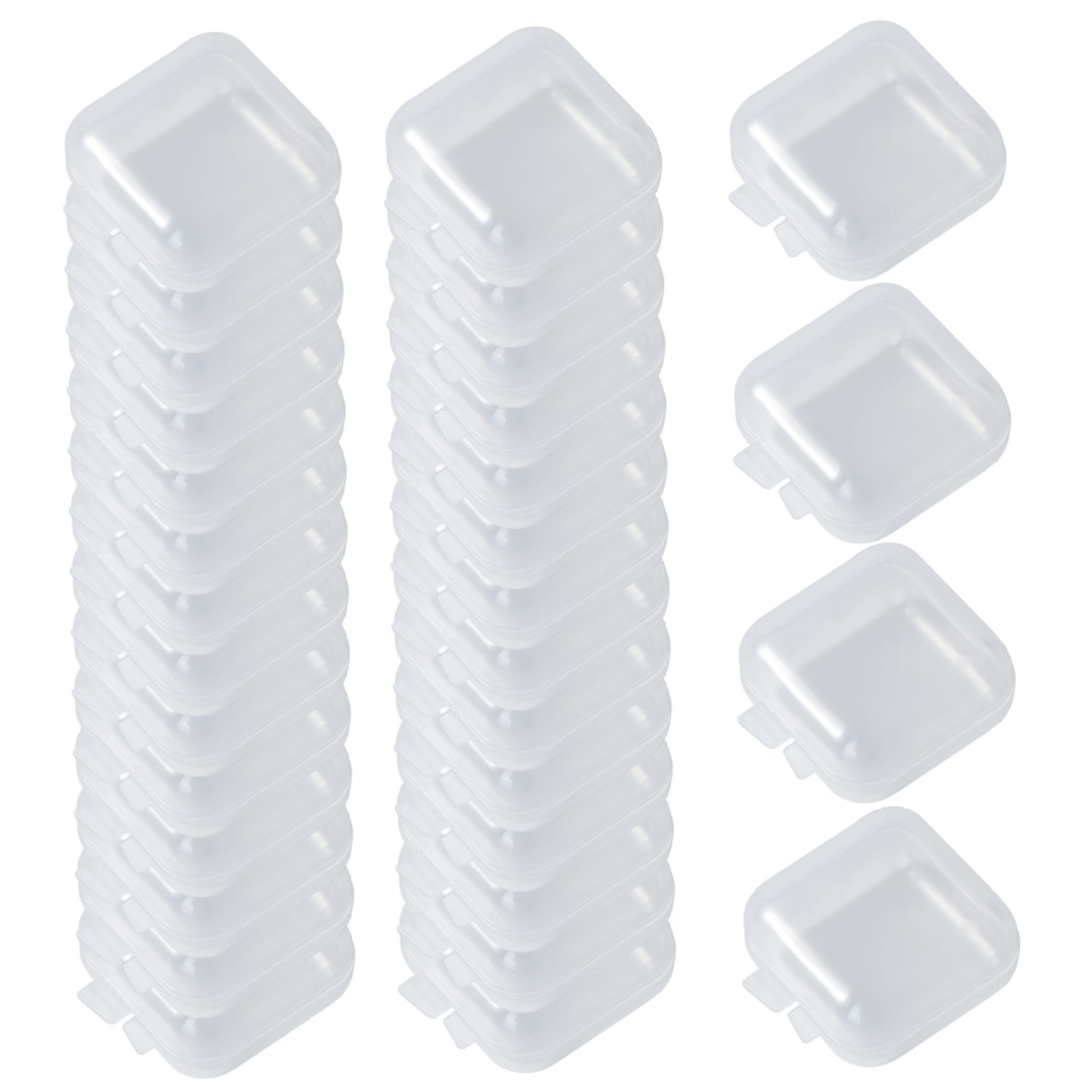 CNAFGBGG 100PCS Mini Jewelry Box, 1.4x1.4x0.7 Inch Dustproof Clear Plastic Jewelry Box with Hinged Lid for Earrings Rings Ear Studs..