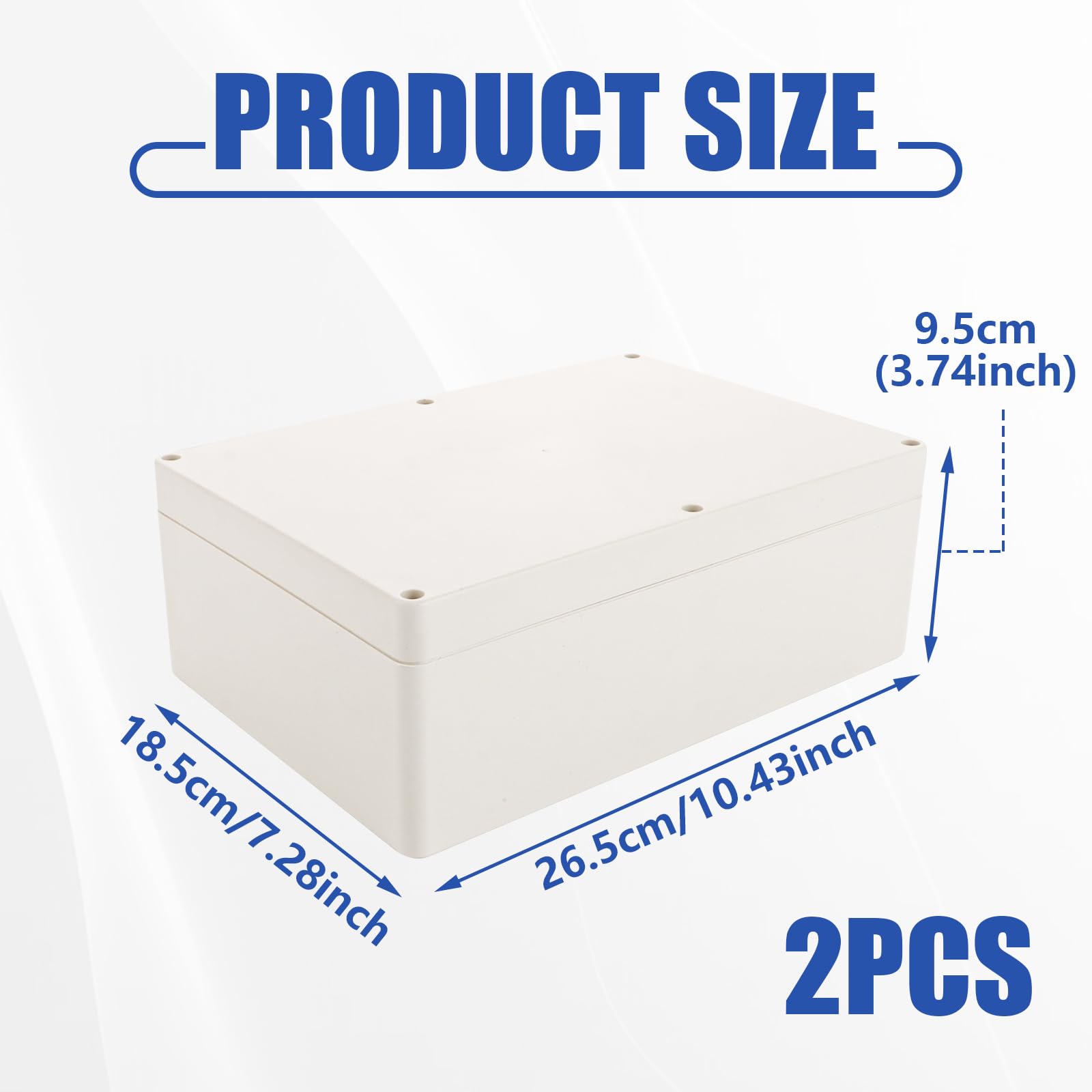 WOPPLXY 2 unidades de caja estanca exterior electrica, 265 x 185 x 95 mm caja estanca exterior de IP65 de blanca, caja de conexiones electricas de ABS