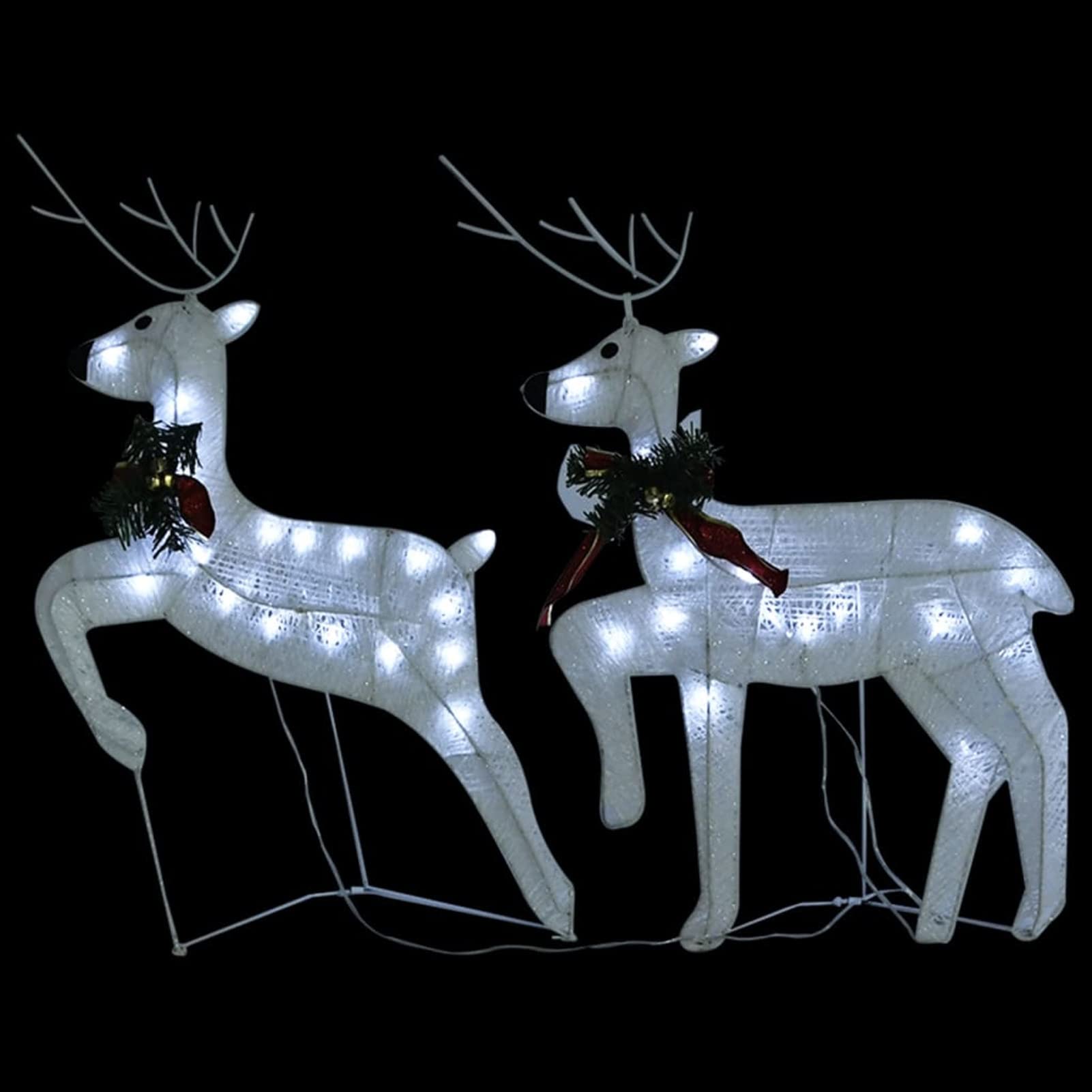 Decoración Navide?a de jardín Renos y Trineo Blanco 140 LED, Leepesx Renos De Navidad, Decoracion Navidad Exterior, Figura Luz Navidad, Reno Luminoso Exterior,