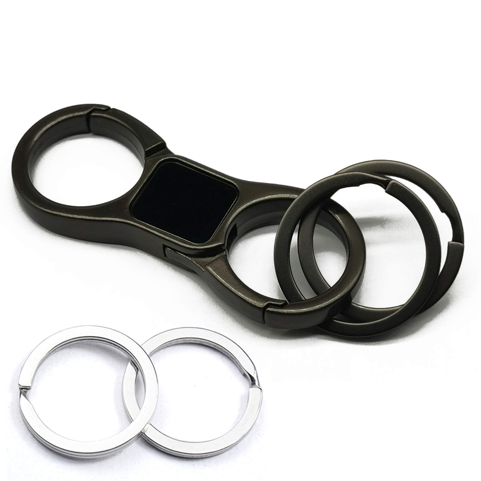 Key Chain Double Key Clip Quick Release (2 Extra Key Rings and Gift Box) Car Keychain for Man and Women-Black