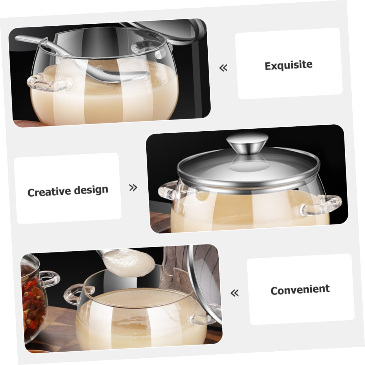 Homoyoyo Vorratsglas 1200ml aus Glas und Edelstahl Luftdichter Küchenbehälter mit Löffel Hitzebeständig und Vielseitig für Milchpulver und Gewürze