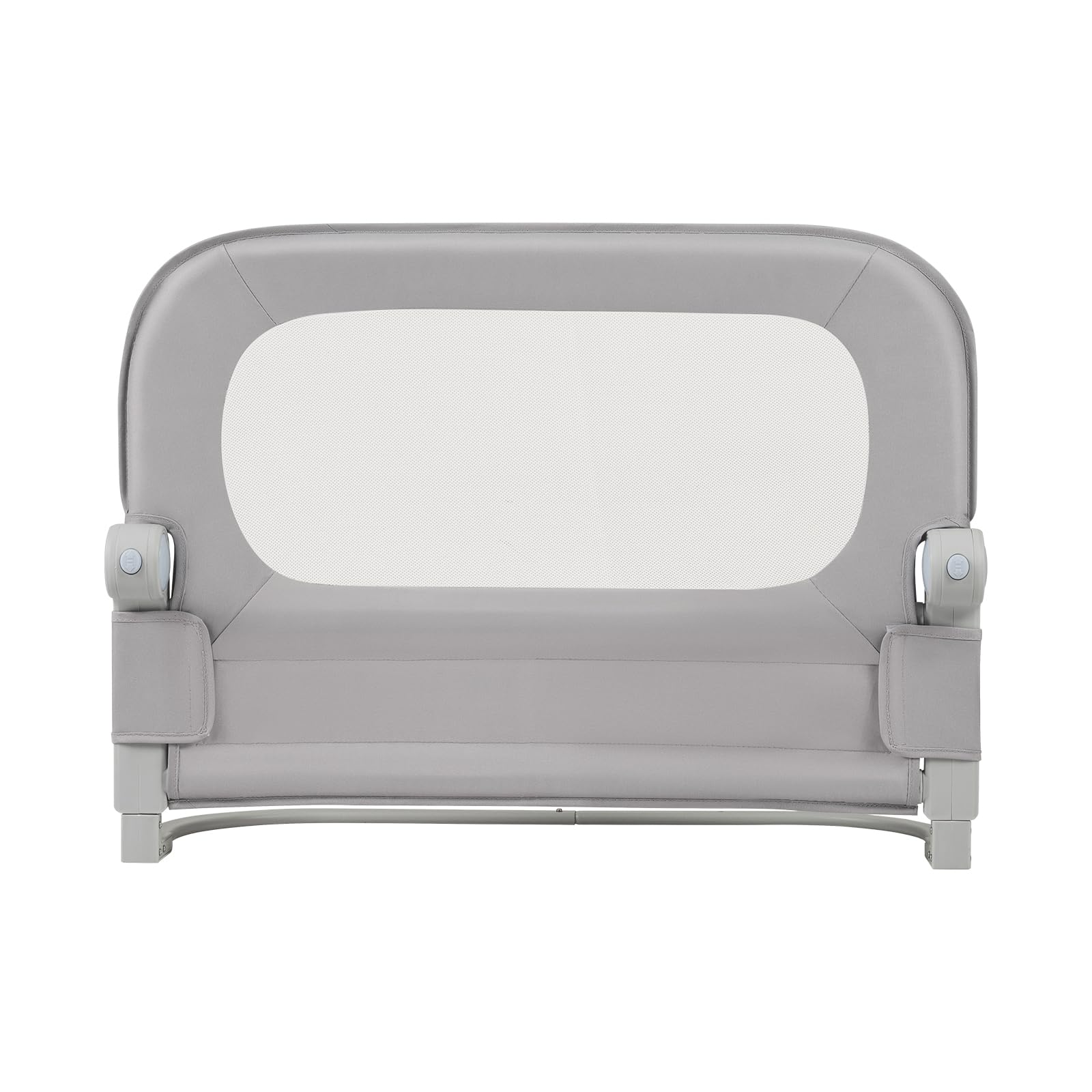 COSTWAY Bed Rail, Swing Down Toddler Safety Beds Guard with Adjustable Height, Folding Anti-Fall Beds Mesh Guardrail for Baby Kids (Grey, 80cm)