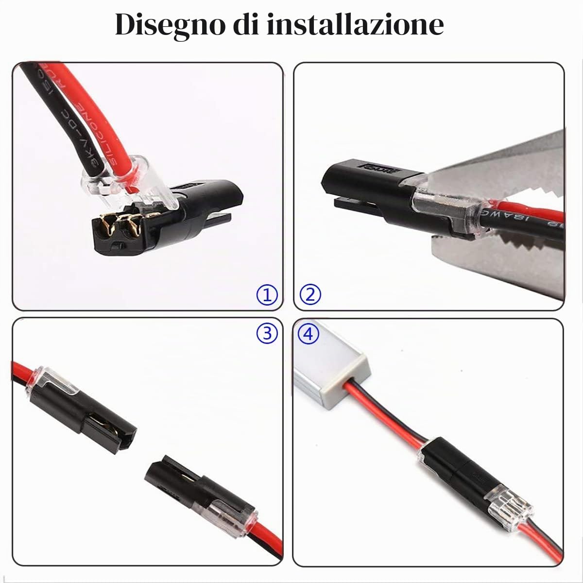 Connettori Bassa Tensione, CTRICALVER 10 pezzi 2 pin Connettore a Filo, non richiede spelafili, per cavo da 18/22 AWG (tipo I)