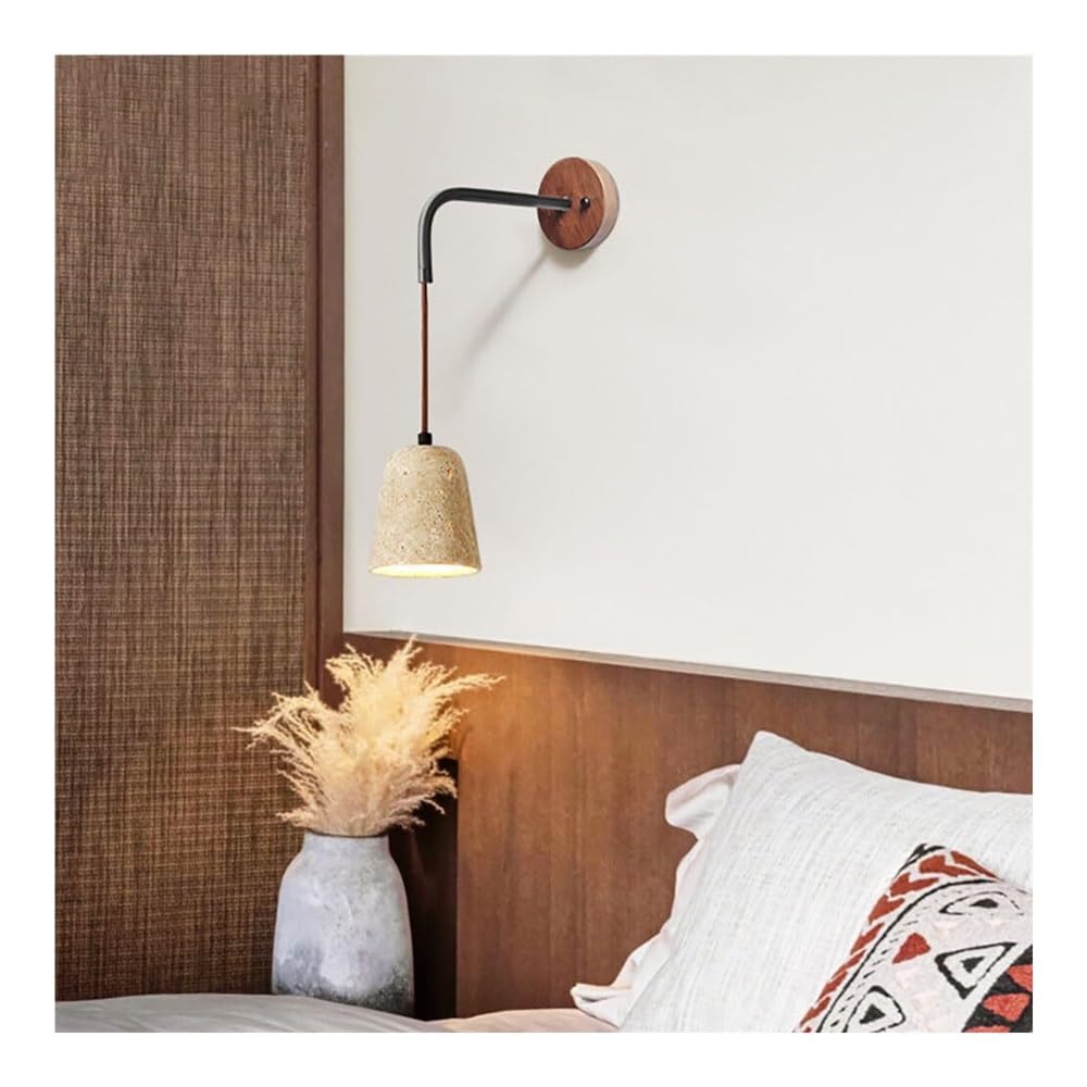 SMCCYYSD Japanese Style Stone Wall Mounted Lamp Adjustable Height Bedside Travertine Stairs Sconce for Bedroom Living Room Study Dining Hallway Hall Restaurant(C)