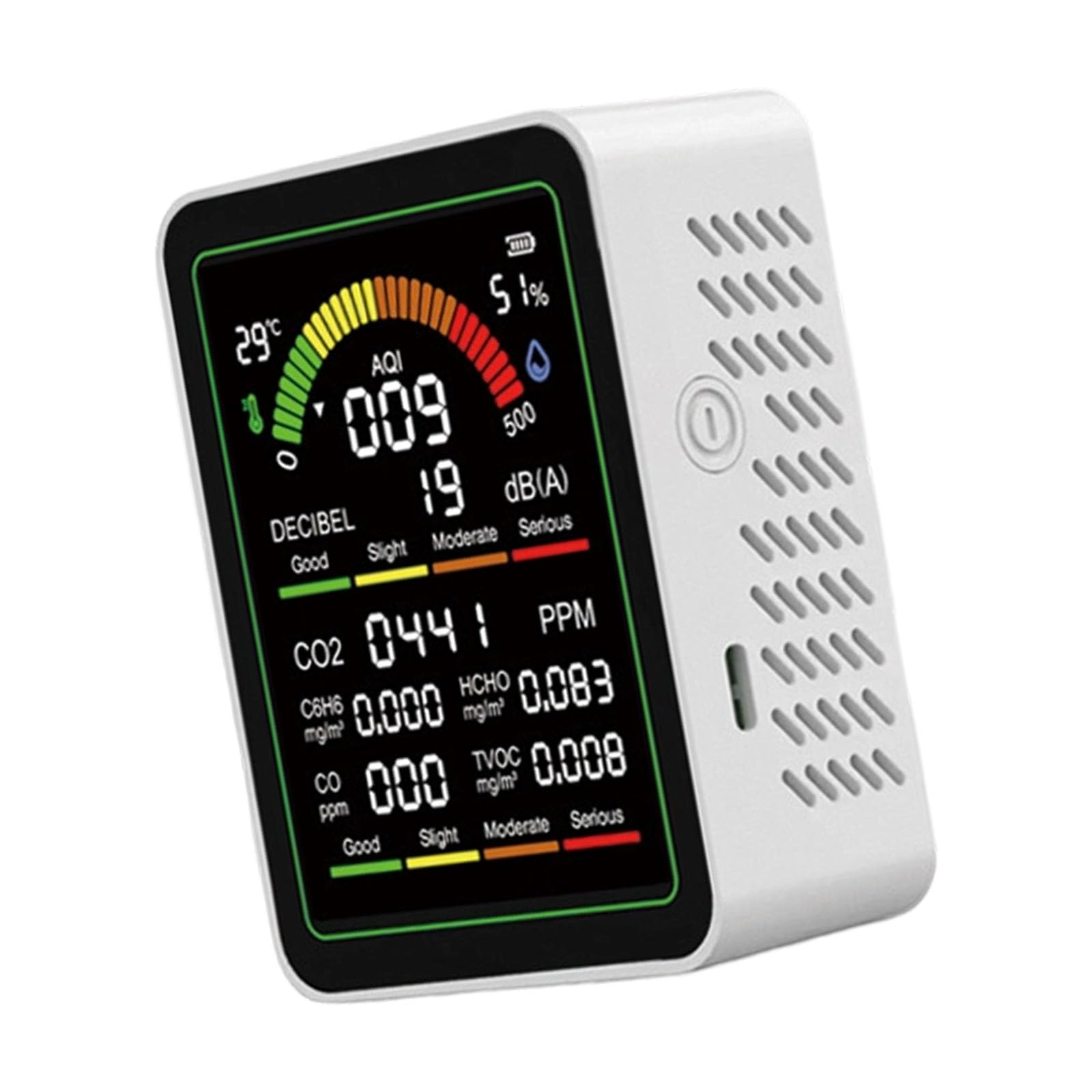 Multifunction Indoor Air Analyzers with CO2 C6H6 Formaldehyde TVOC Noise and Temperature Humidity Sensors Offices Air Tester