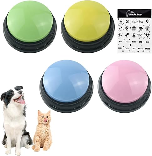 4 unids botones para perros para comunicación grabable perro hablando botones con pegatinas botón de habla para entrenamiento de perros herramienta