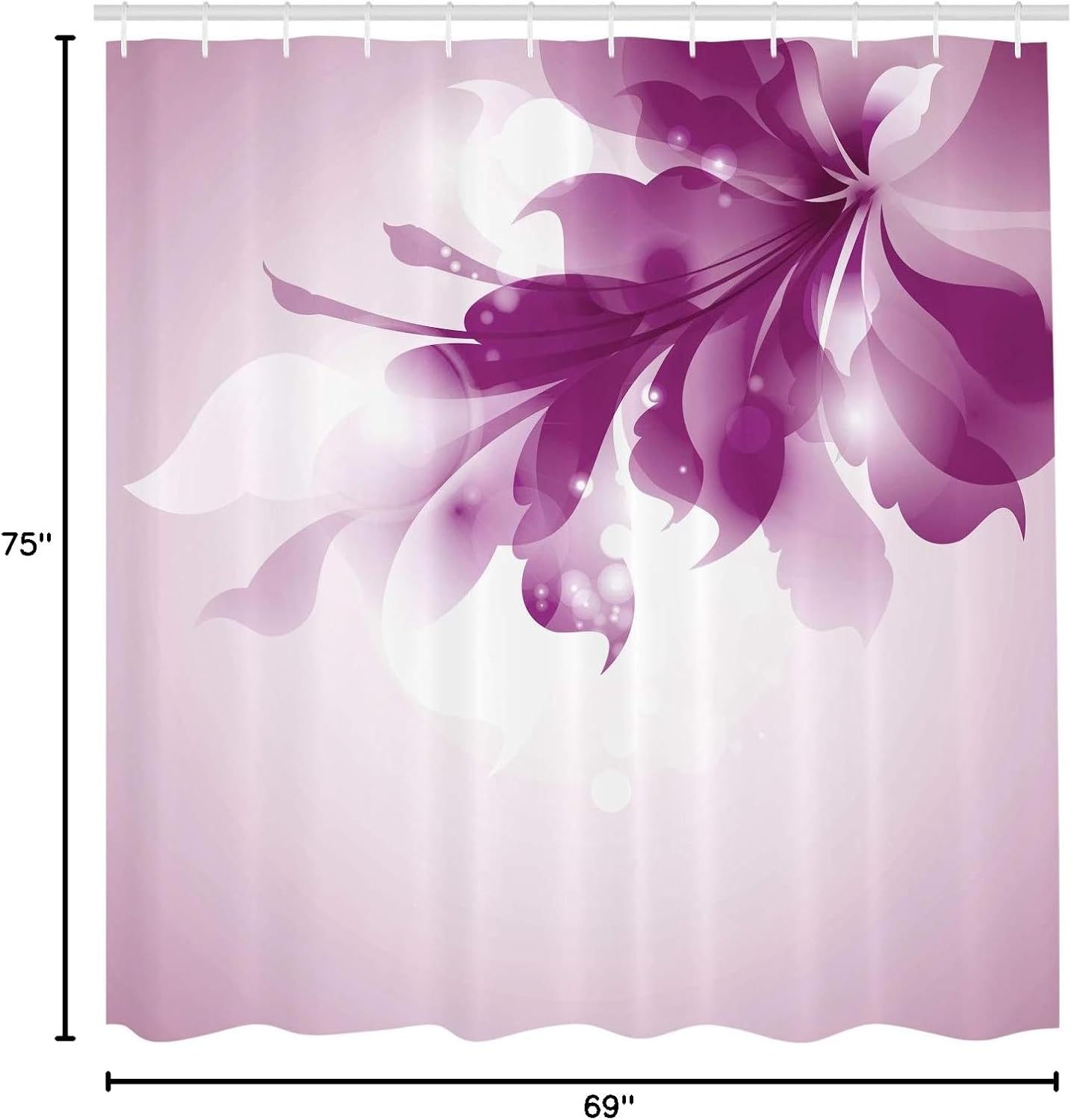 Ambesonne Abstract Shower Curtain, Color Gradient Effect Isolated Flower Petal Stem Forms Digital Artwork, Cloth Fabric Bathroom Decor Set with Hooks, 75" Long, Purple Blush