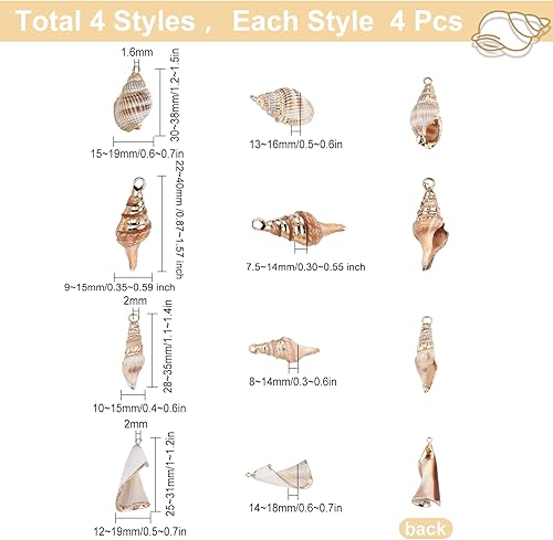 Miniatura 2 de SUNNYCLUE 1 caja de dijes de concha de cauri blanco natural, conchas de conchas galvanizadas, dije de verano, océano, mar, para hacer joyas,