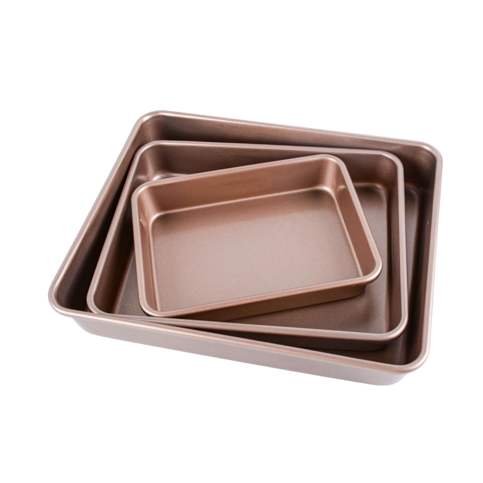 3-teiliges Edelstahl Backblech Set, Backformen Set – Nicht-toxisches Backzubehör für Ofen (Rechteckige Kuchenformen, Brownies, Lasagne) | Spülmaschinenfest & Hochwertiges Ofenzubehör (3er Set)