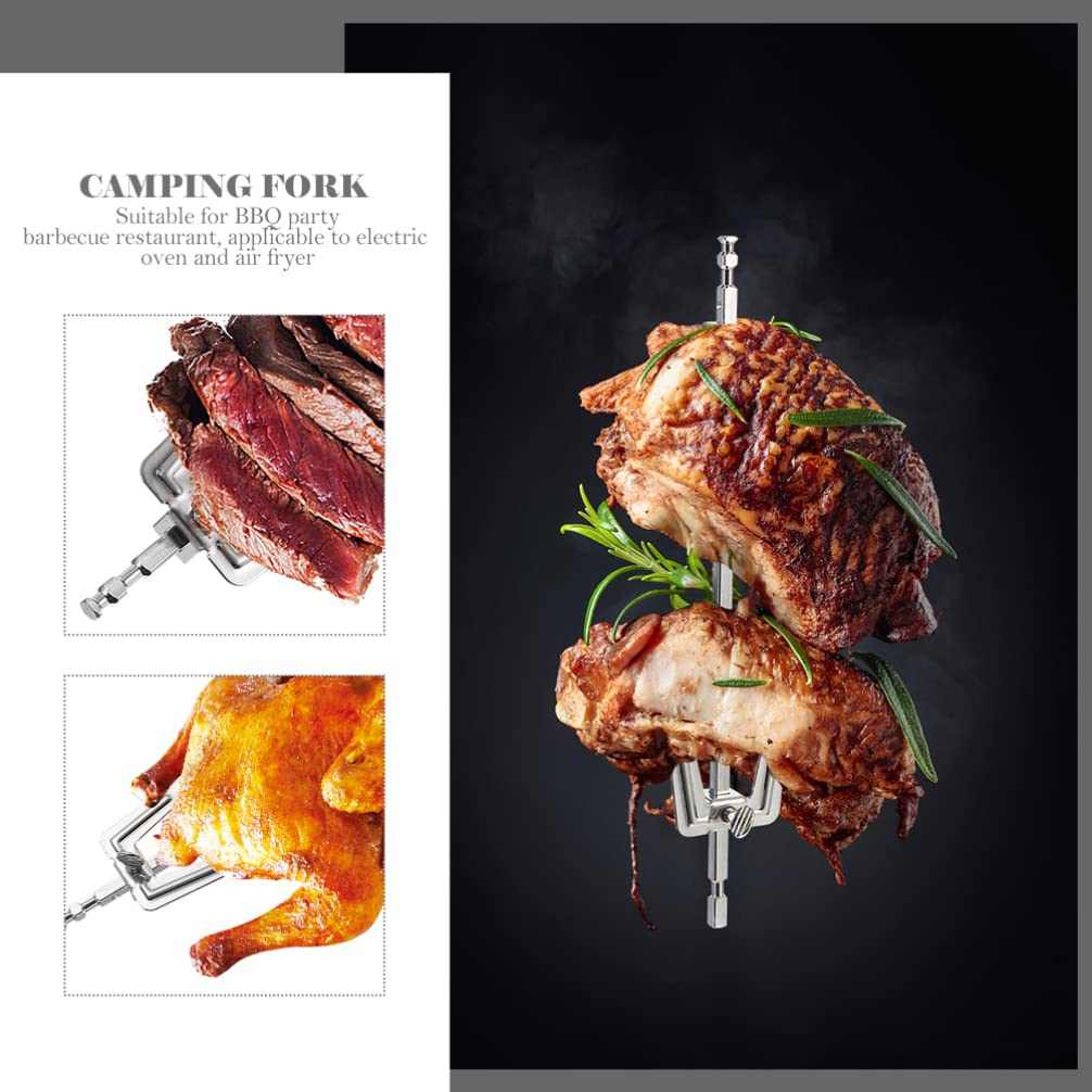 Cabilock 3pezzi Forchetta Per Barbecue in Acciaio Inox Forchetta Per Carne Multifunzione Per Friggitrice Ad Aria Utensili Per Barbecue Bordi Lisci e Design Girevole
