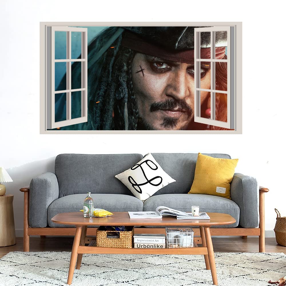 GADGETS WRAP Printed Wall Decal Sticker Fake Window Style Decal (90cm x 50cm) - Pirates of The Caribbean Dead Men Tell no Tales Jack Sparrow-image-16