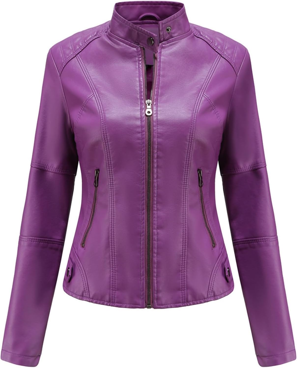 Oversized leren jas motorkleding met opstaande kraag voor dames Oversized leren jas motorkleding met opstaande kraag voor dames