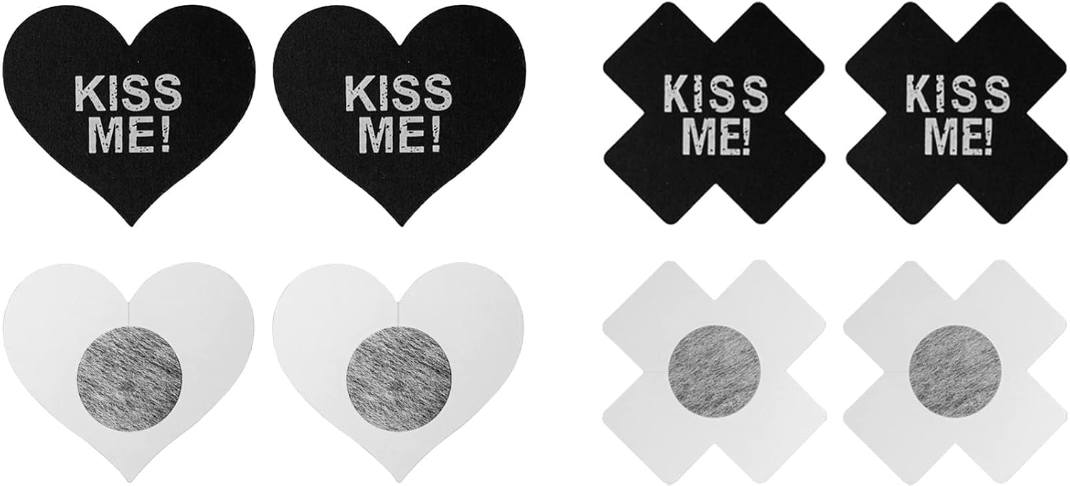 Stephanie Imports Naughty Collection: 6 Pairs of Disposable Assorted Shape Breast Petals Nipple Cover Pasties (Kiss Me)