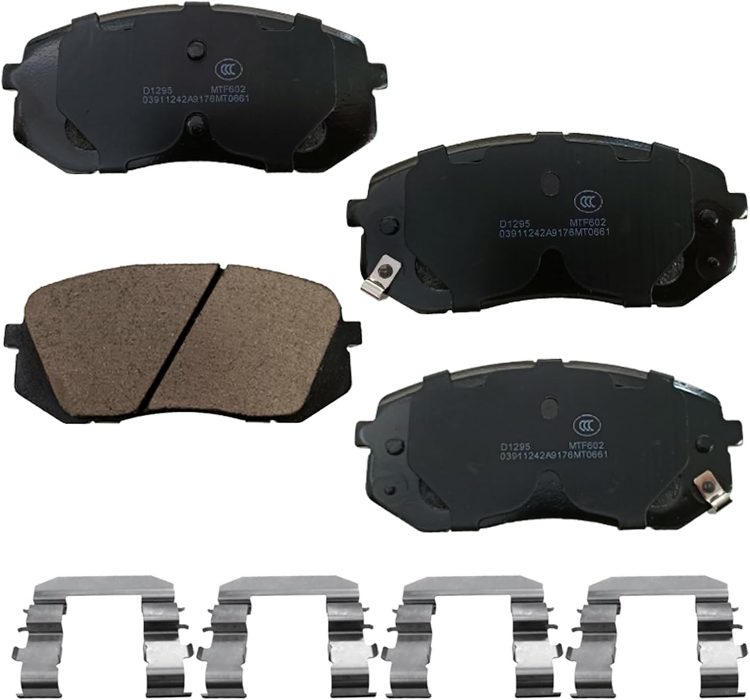 Front Ceramic Brake Pads D1295 w/Hardware for Tucson 2010-2014/ KIA Cadenza 2014/ Rondo 2007-2009/ KIA 2011-2014