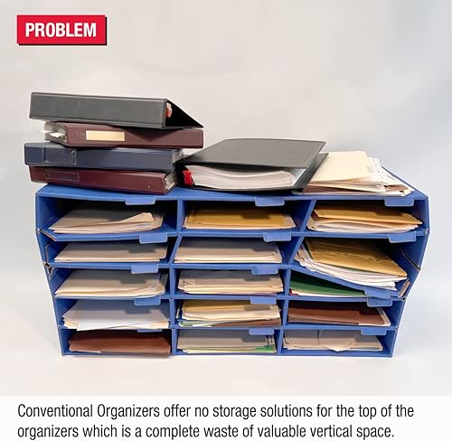 Miniatura 2 de Ultimate Office TierDrop Topper Organizador de archivos vertical de 8 ranuras y clasificador con 9 divisores que se ajustan en incrementos de 1