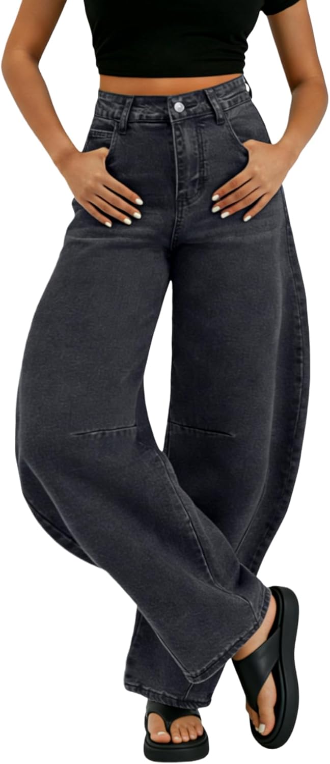 BlueMoment Barrel Jeans for Women High Waist Pants Trendy Baggy Wide Leg Y2k Vintage Denim Pants Boyfriend Jeans - Image 2