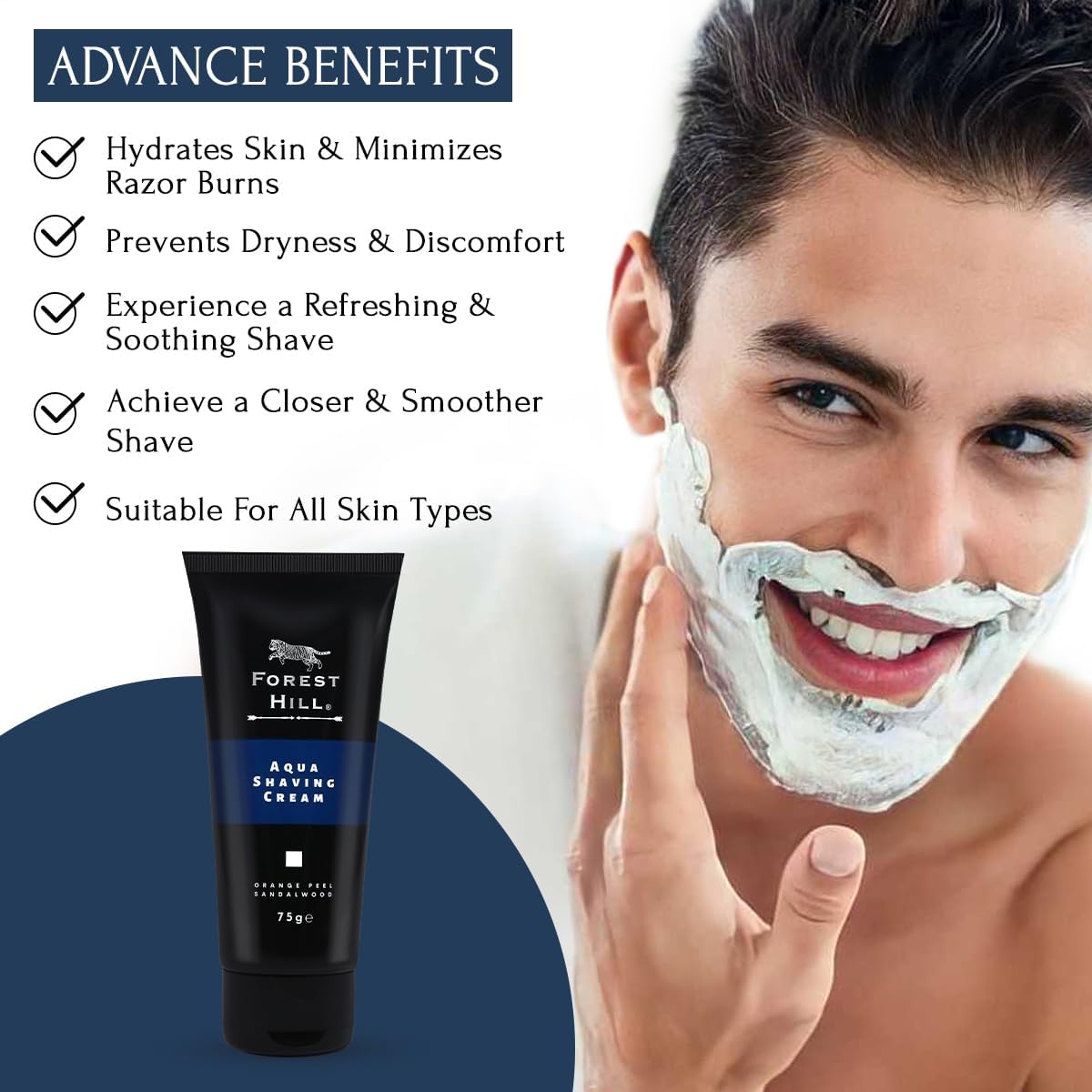Forest Hill Luxury Shaving Kit For Men, Set of 4 Grooming Kit, Pre Shave Oil 50ml, Aqua Shaving Cream 75g, Taiga After Shave Balm 100ml & Black Ashford Synthetic Faux Badger Super Soft Hair Shaving Brush With Holder - Image 6 thumbnail