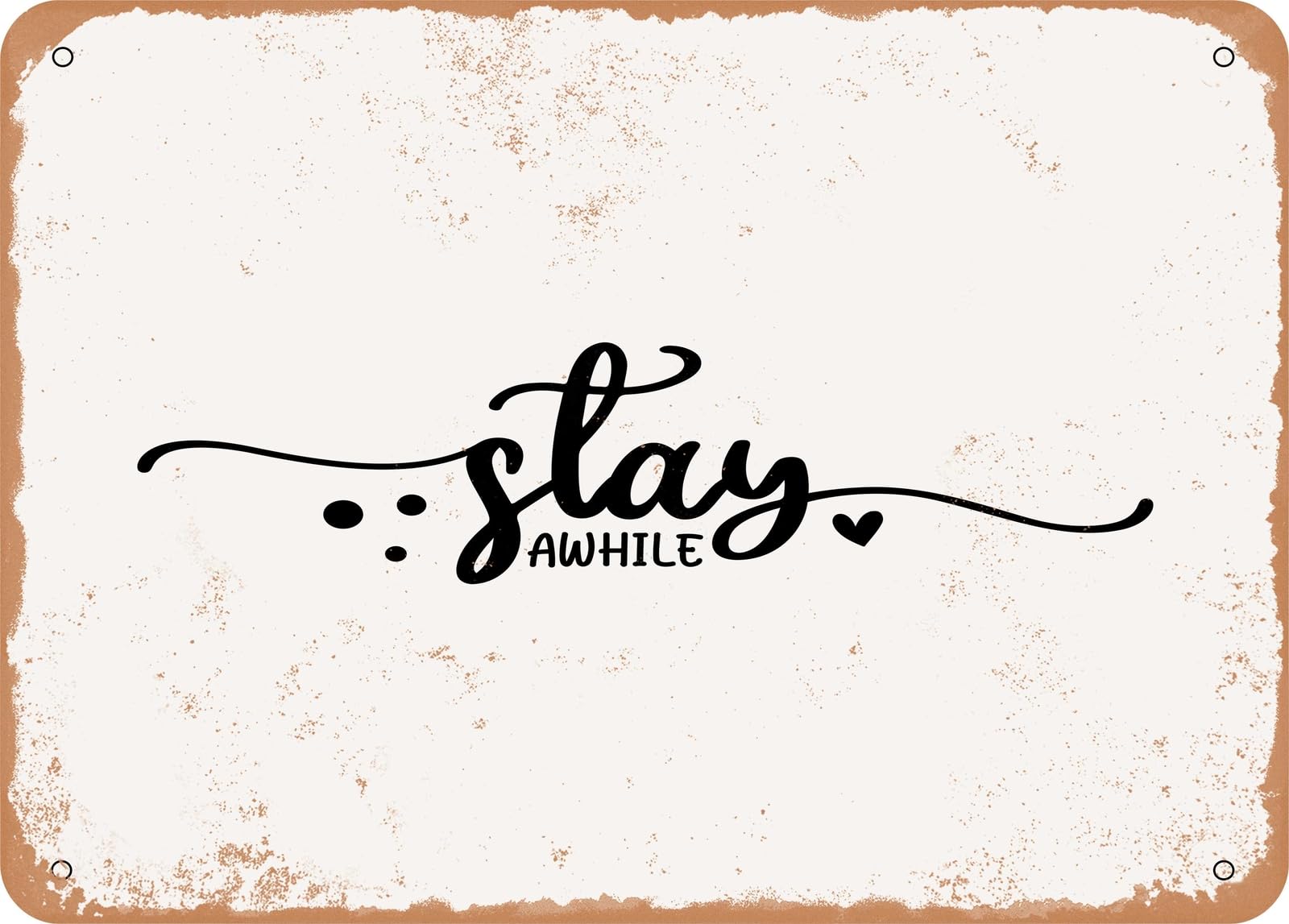 Miaomansenstore Metal Sign - Stay Awhile - Vintage Look Sign Home Decor