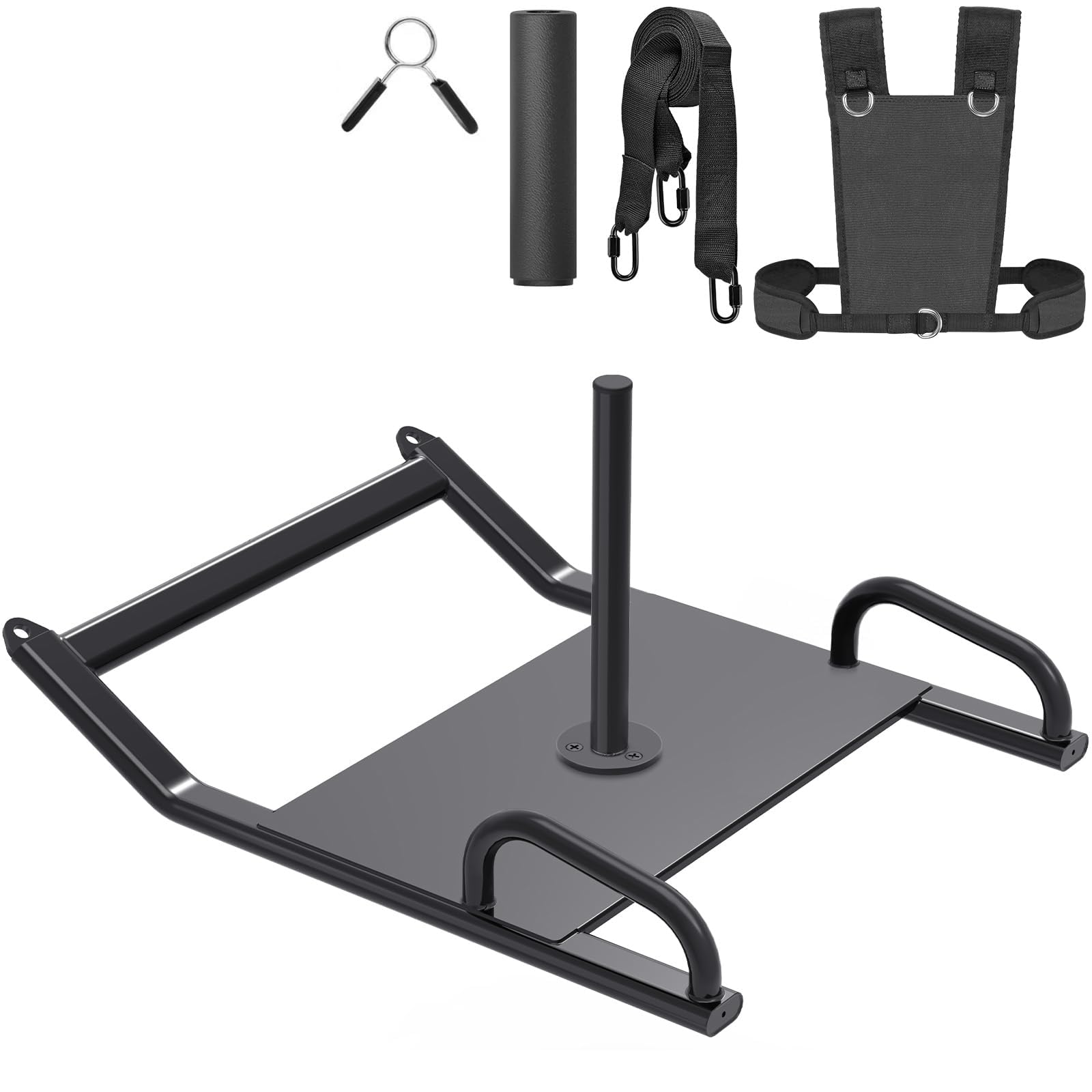 BeneLabel Weight Sled, Gym Fitness Sled Weighted Pull Push Sledge Athletic Exercise Equipment for Grass Speed Running Training Strength Improvement with Harness Vest/Strap for 2.5-5cm Plate, Vertical