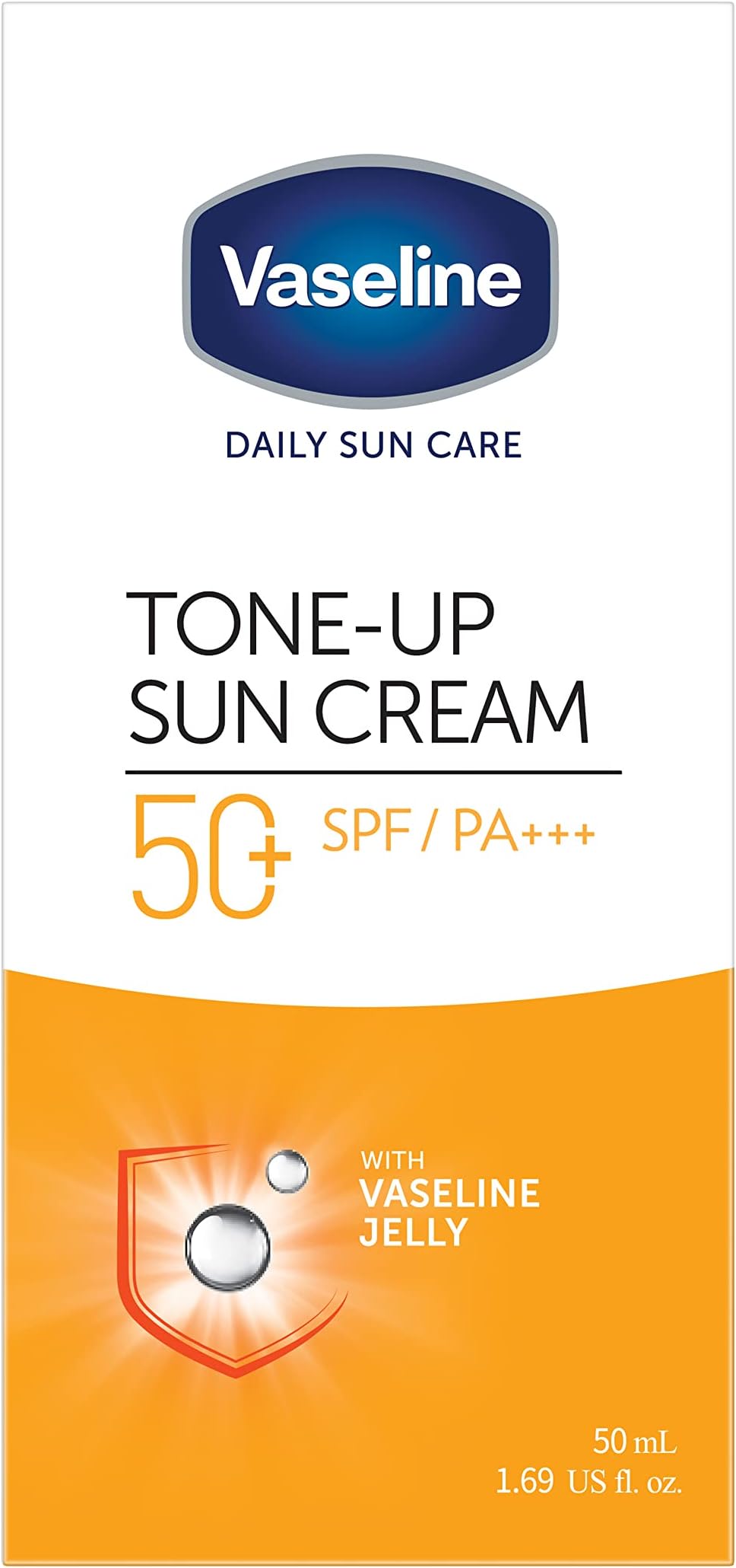 Vaseline Daily Sun Care Tone-up Sun Cream | Lightweight Sun Protection Sunscreen with Vaseline Jelly | Non-Sticky & Matte Finish Formula Brightens & Moisturizes Skin | 50 ml
