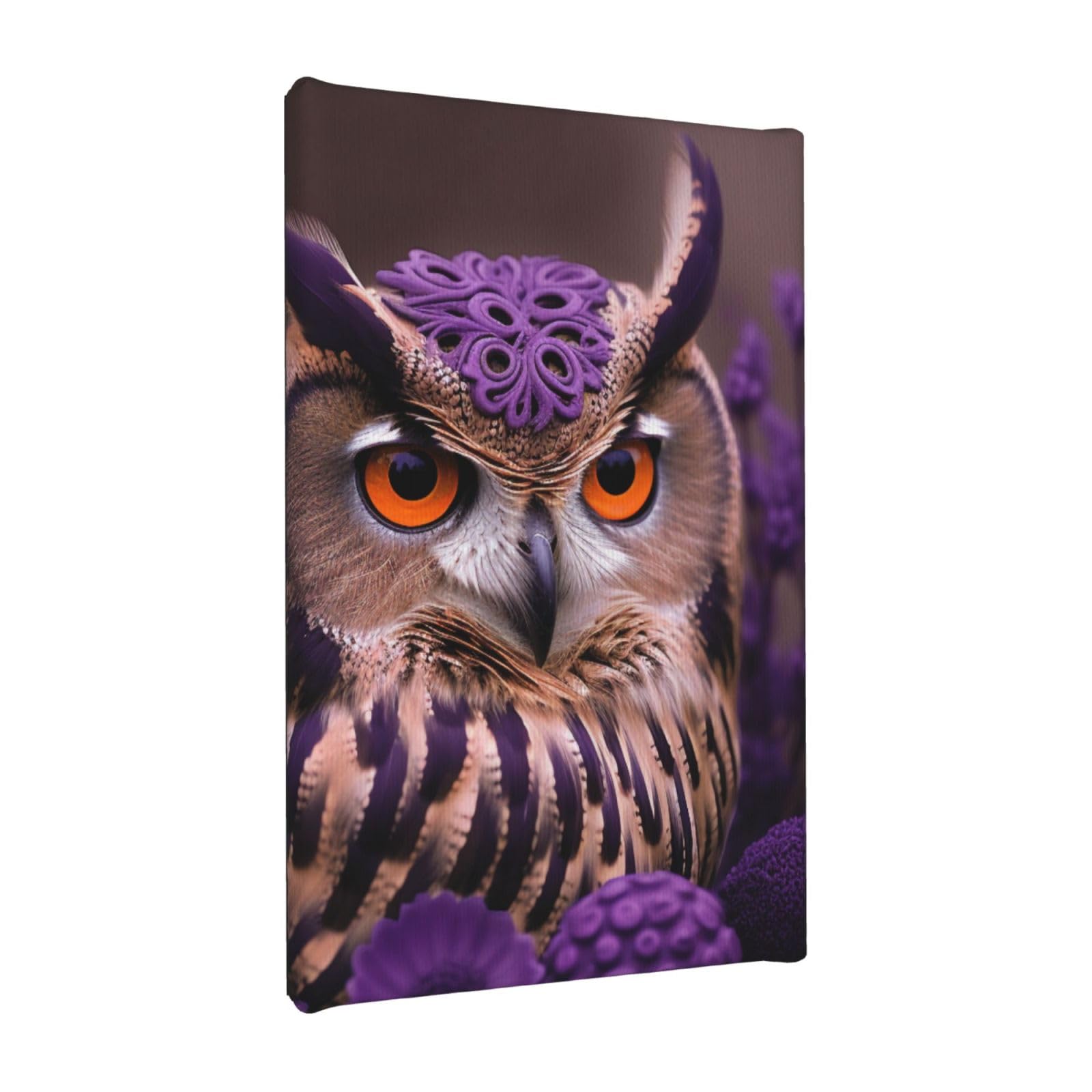 YKLJG Owl in the Flowers Printed Wall Art Canvas Painting 20x30 CM Wooden Framed Picture Painting Artwork Prints for Bedroom Kitchen Home Office Decor