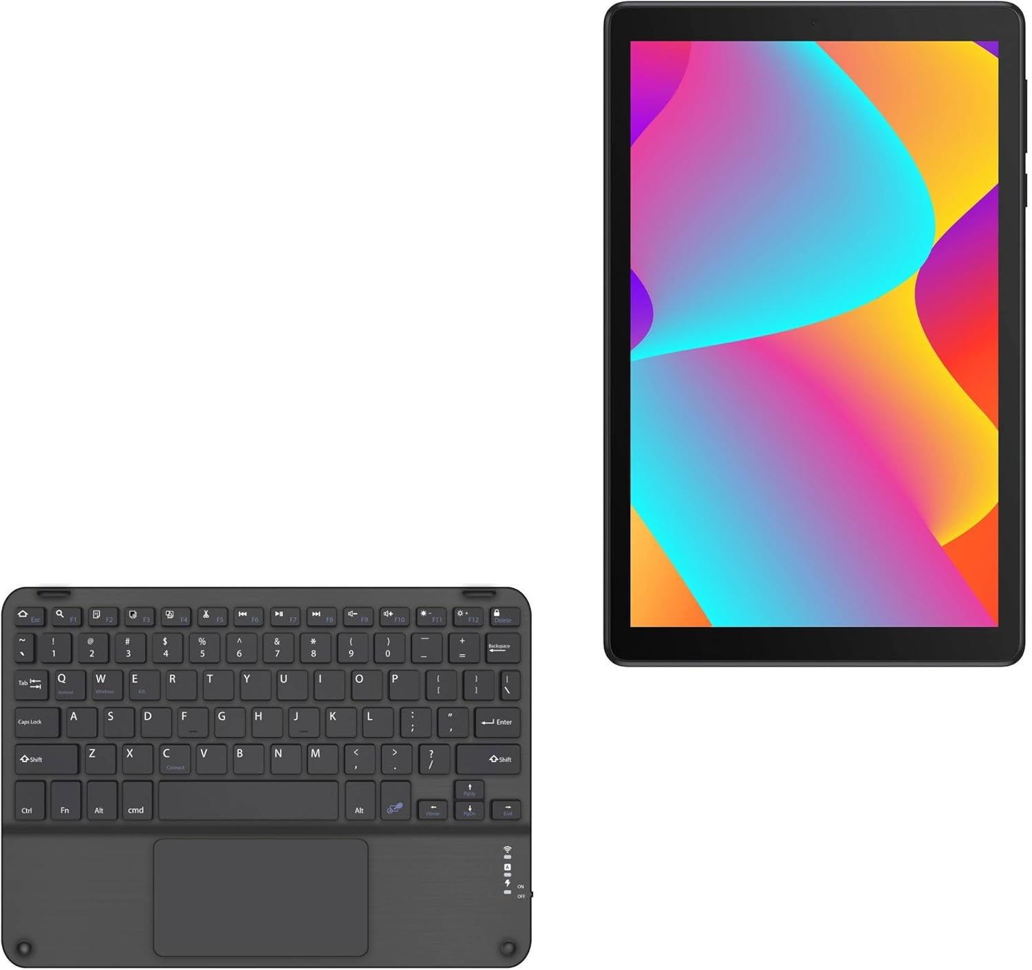BoxWave Keyboard Compatible with TCL TAB 8 Wi-Fi Android Tablet (8 in) - SlimKeys Bluetooth Keyboard with Trackpad, Portable Slim TouchPad - Jet Black