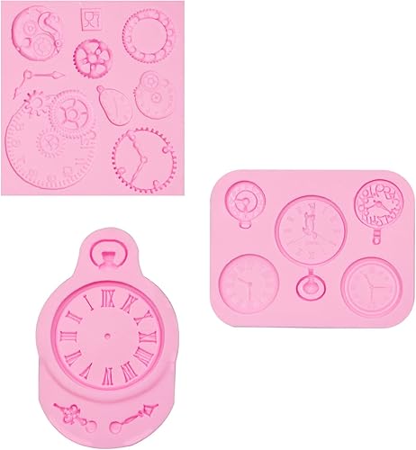 Miniatura 8 de 3 moldes de silicona de chocolate para reloj de bolsillo, moldes de reloj mecánico para fondant para decoración de pasteles de cumpleaños,