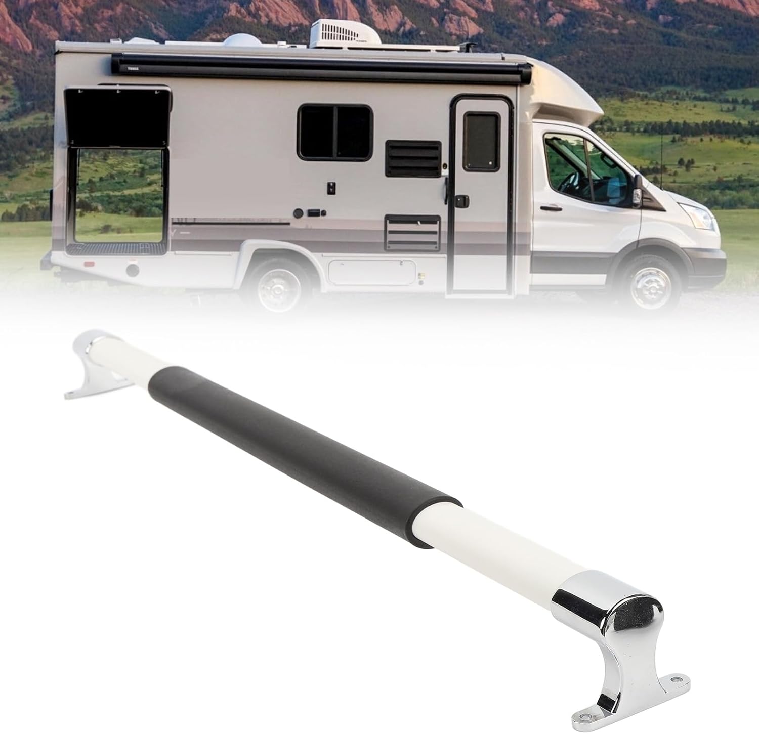 RV Screen Door Cross Bar Handle, RV Screen Door Handle Adjustable from 21.5 to 32 Inch, Screen Door Handle Grab Bar for RV, Motorhome,Travel Trailer