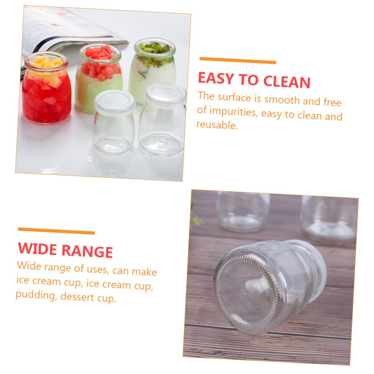 MAGICLULU 10 Stück Große Glasflaschen mit Deckel 200ml aus Glas und Pe Wiederverwendbar Hitze und Kältebeständig für Saft Milch und Pudding
