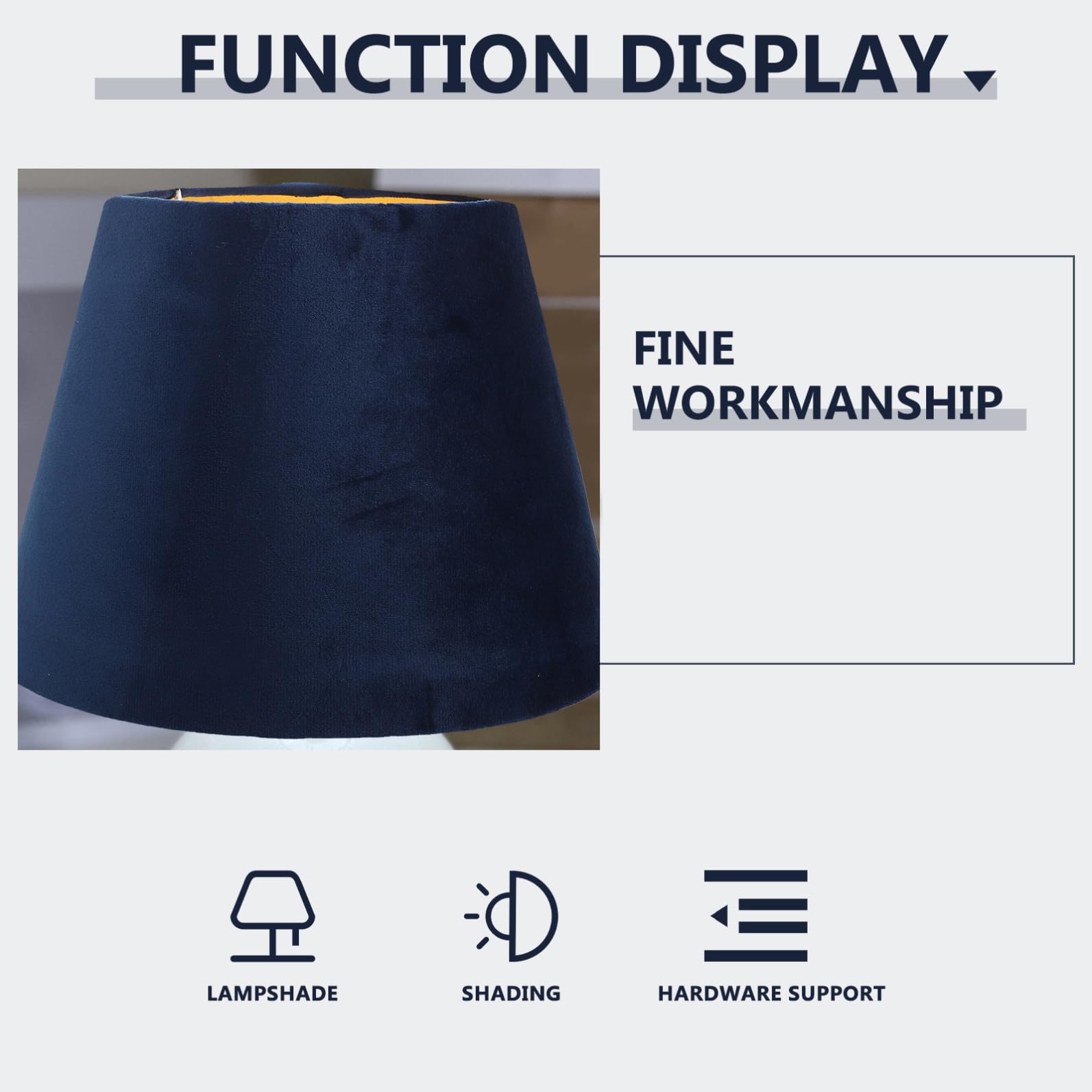 ABOOFAN Abat-jour Doré Décoratif en Tissu, Compatible E27, Léger et Compact, pour Lampe à Poser, Chambre et Salon,