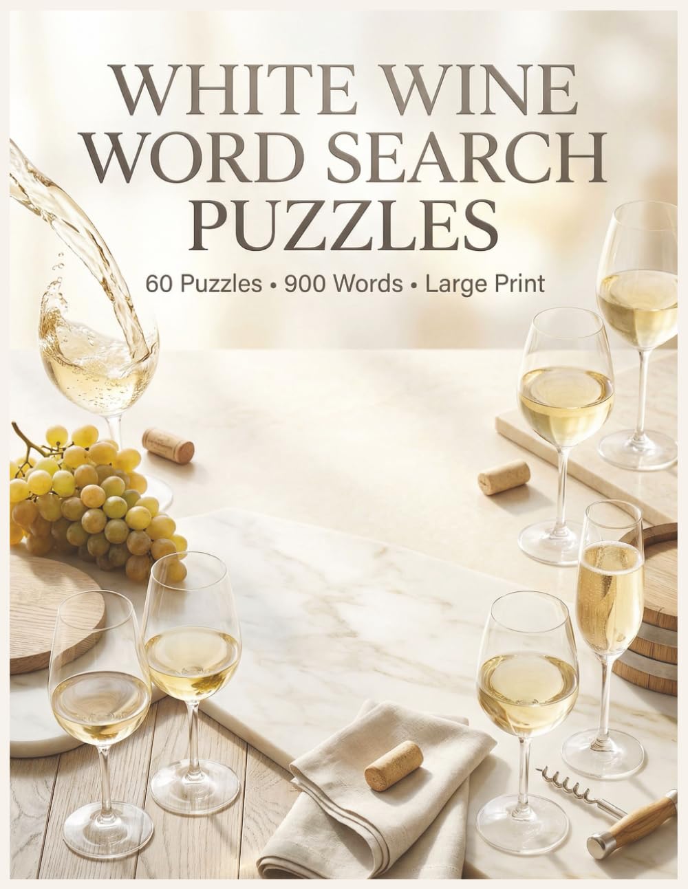 White Wine Word Search Puzzles: 60 Puzzles • 900 Words • Large Print