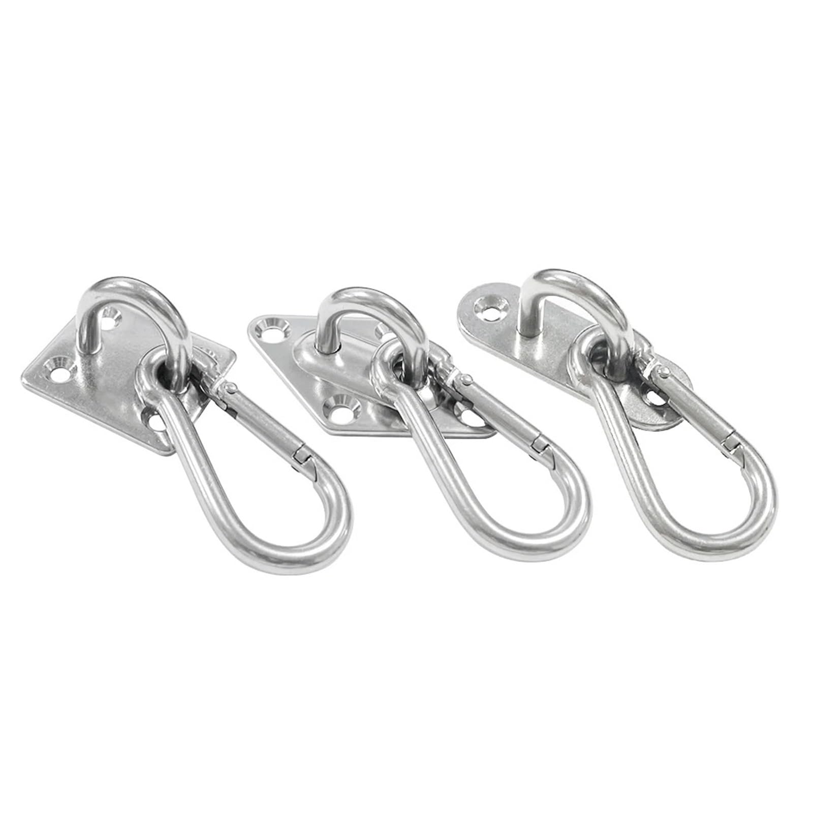 Ucygor Ellipse M8 Eye Plate 2Pcs 304 Stainless Steel Pad Eye Plate Hooks Snap Hardware Staple Hook Loop With Screws And Plastic Expansion Ceiling For Wall Ceiling Hanging(Ellipse M8)