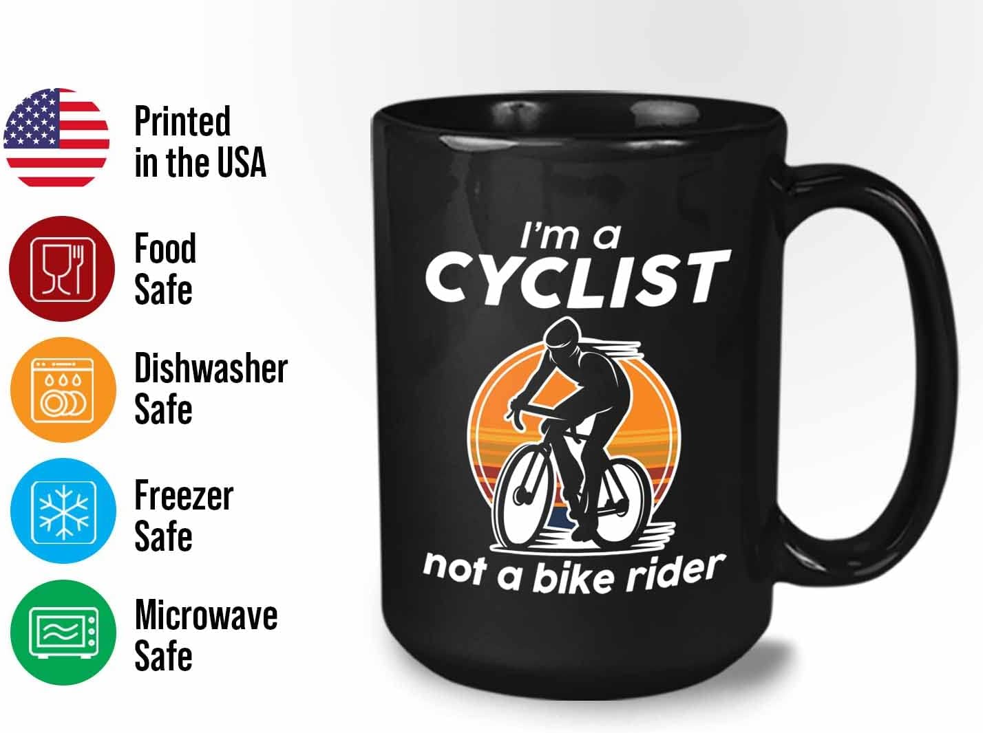 Biker Coffee Mug 15oz Black - Not A Bike Rider - Biker Ride Touring Bicycle Rider Lovers Bike Chain Enthusiast Lover Roadbike Husband Father Cycling