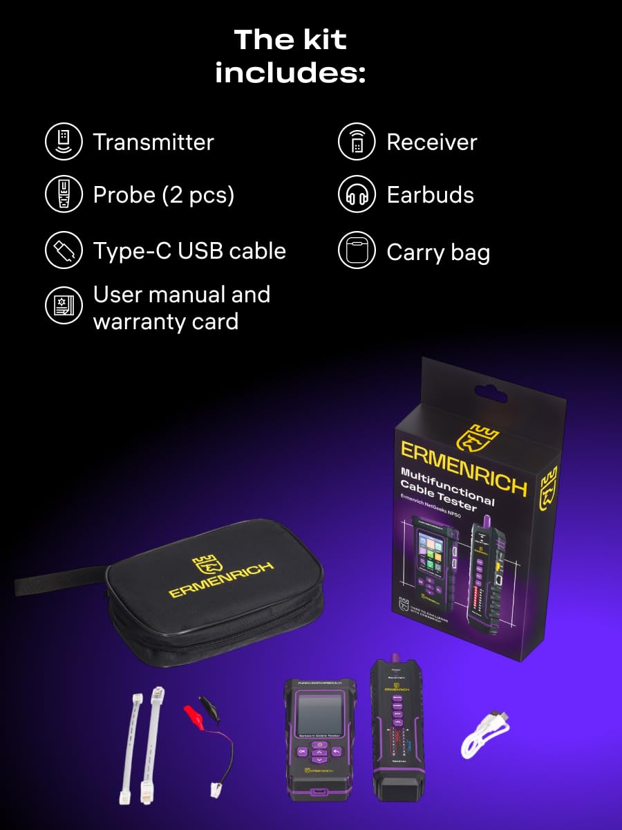 Ping SM75 Tester Cavi di Rete con Test PoE NCV Lunghezza CAT5/6 | Tester Multifunzionale Ricaricabile con Multimetro Voltmetro Ohmmetro Amperometro Porto RJ45 STP/UTP e Doppini Intrecciati