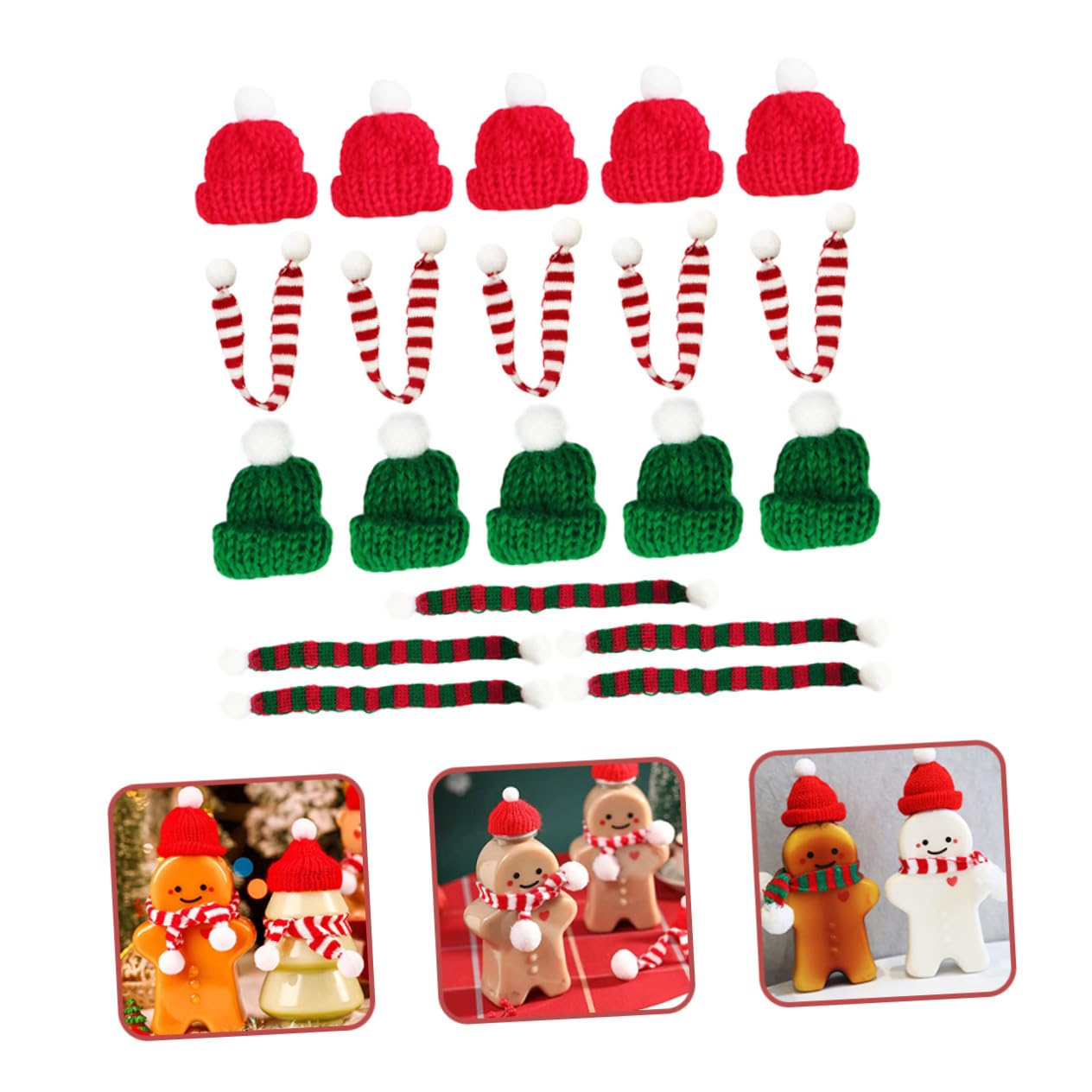 100 Pièces Mini Bonnets de Noël Tricotés et Écharpes Décoratives pour Bouteilles Tasses et Bricolage DIY Fête de Noël
