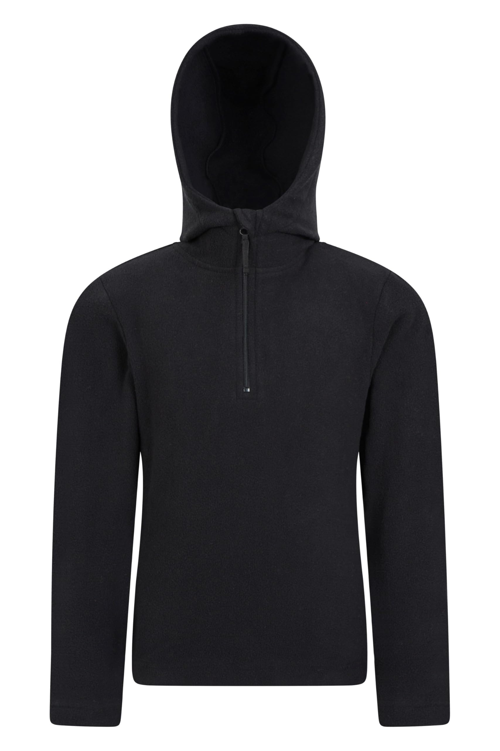 Mountain Warehouse Camber Kids Microfleece Hoodie - Breathable, Lightweight, Anti-Pill & Quick Dry Pullover for Boys & Girls - For Spring Summer & Walking Jet Black Kids Size 11-12 Years