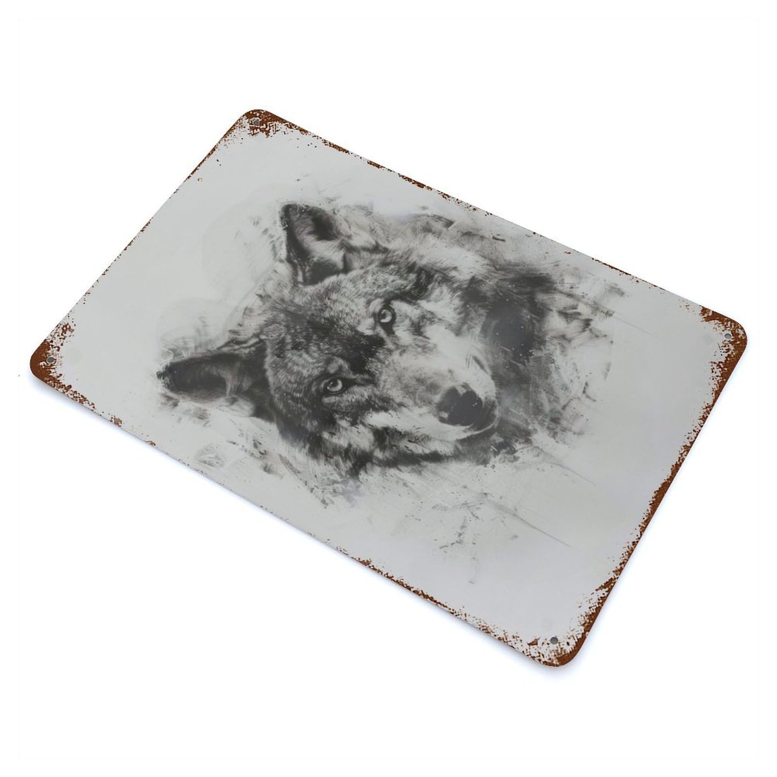 Wolf in Charcoal 11.8"x7.9" Decorative Tin Sign, Classic Wall Plaque for Cafe, Home Bar And Lounge Decor