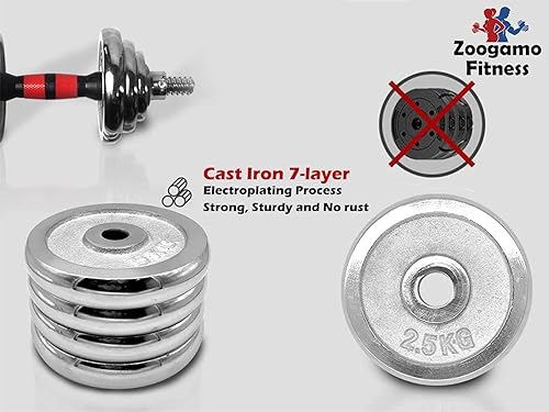 Miniatura 4 de Juego de mancuernas ajustables de hierro fundido con peso de hasta 66 libras44 libras, peso libre con barra de conexión utilizada como barra, para