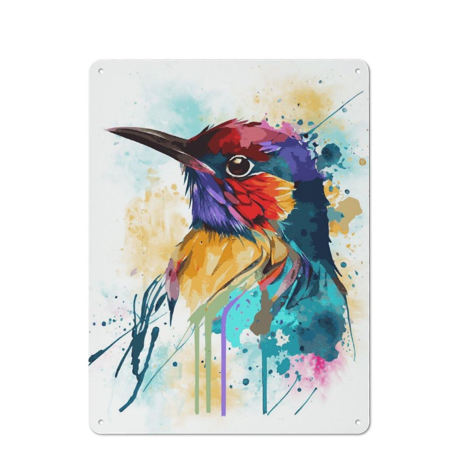 Junmoney Watercolor Bird Birding Retro Metal Sign 40X30cm For Bar Or Restaurant, For Kitchen And Home Bar Decor, For Home Office And Studio Walls