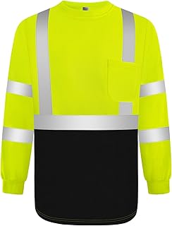 Graunton Warnschutz T-shirt, Warn Tshirt Herren für Männer Frauen, Warnschutz T-shirt Baumwolle mit Reflektierenden Streifen, Langlebig&Atmungsaktiv, YCX-Gelb Schwarz, 2XL.