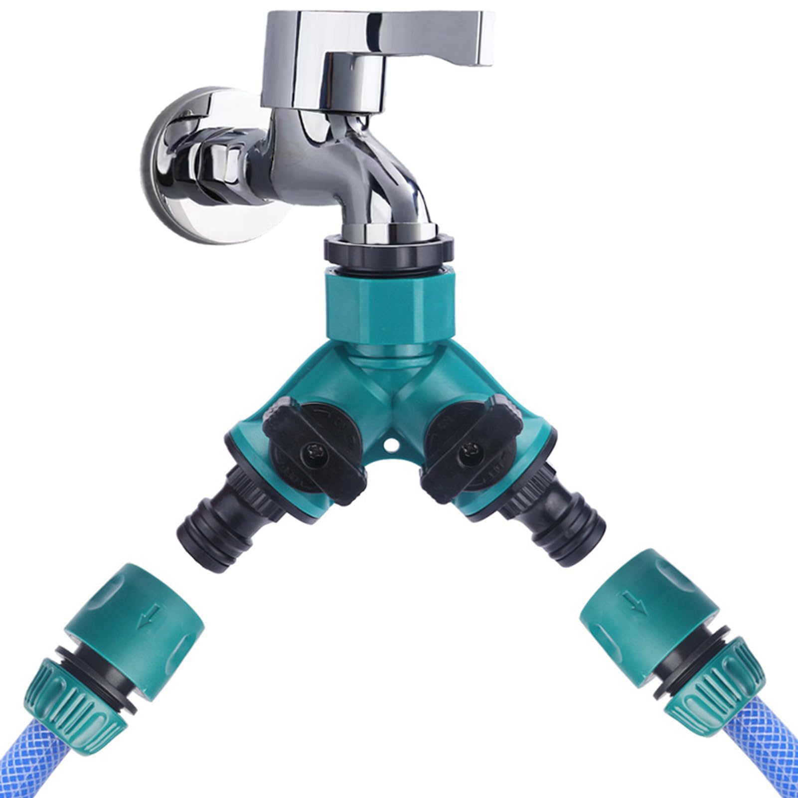 YUANBAO Garden Hose Splitter 2 Way, Y Water Tap Splitter with Individual ON-Off Valves, 3 Way Hose Connector, PTFE Tape - Image 4