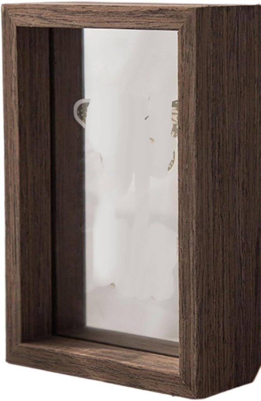 Shadow Box Display, Solid Wood Specimen Shadow Box Frames Double-Sided Glass Multiple Sizes Multicolor(Color01,15x20cm 8Inch)