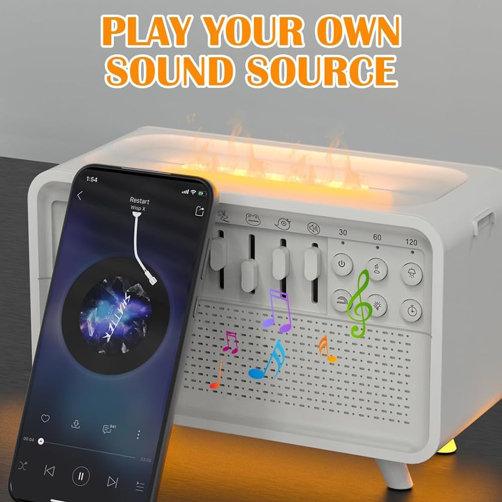Zoegneer Bianco Rumore Macchina Diffusore Umidificatore Aromaterapia Olio Essenziale Diffusore Con 8 Suoni Regolabile Luce Notturna Altoparlante Bluetooth Per Camera Da Letto